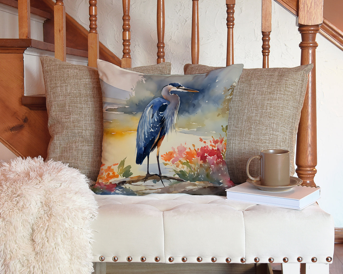 Blue Heron Throw Pillow