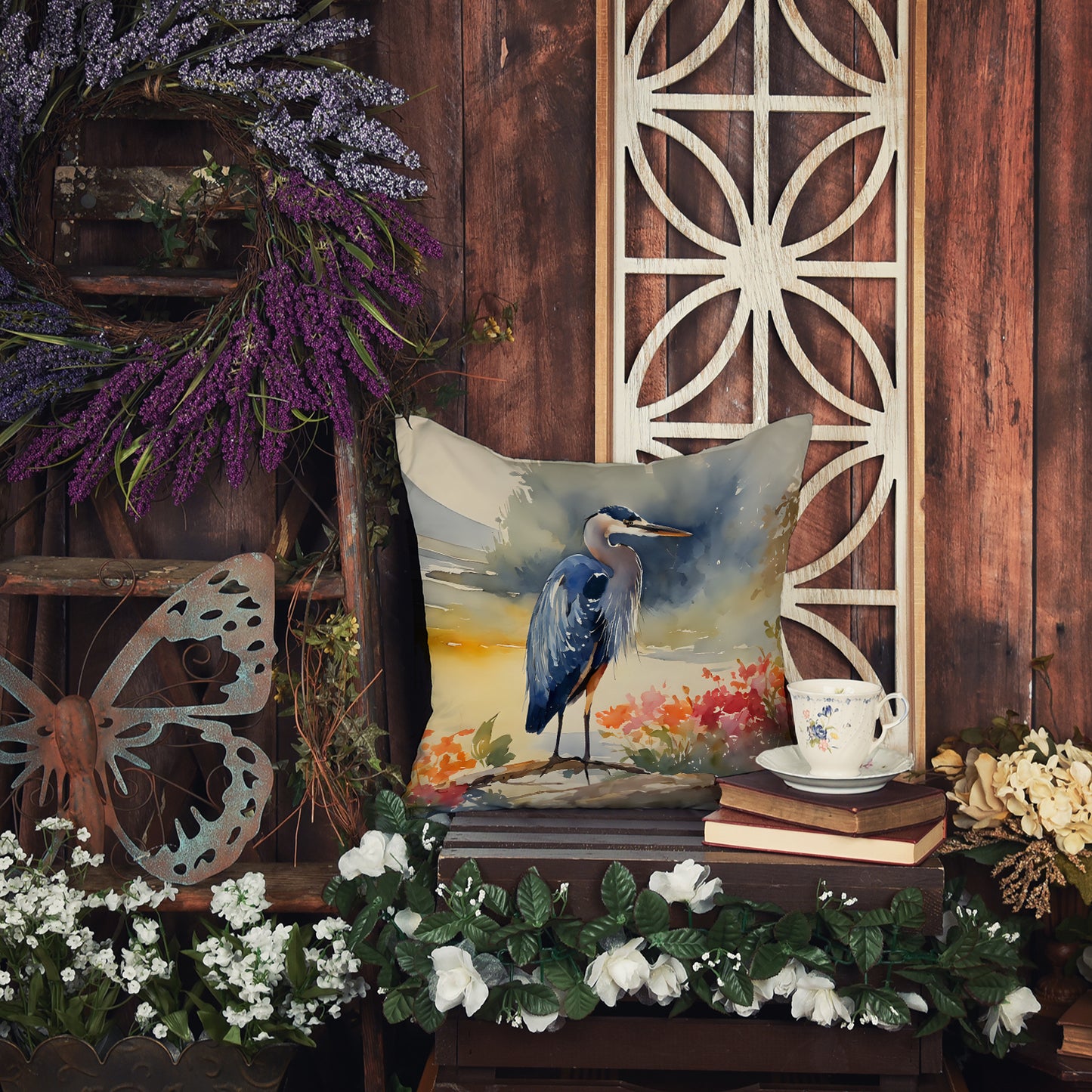 Blue Heron Throw Pillow