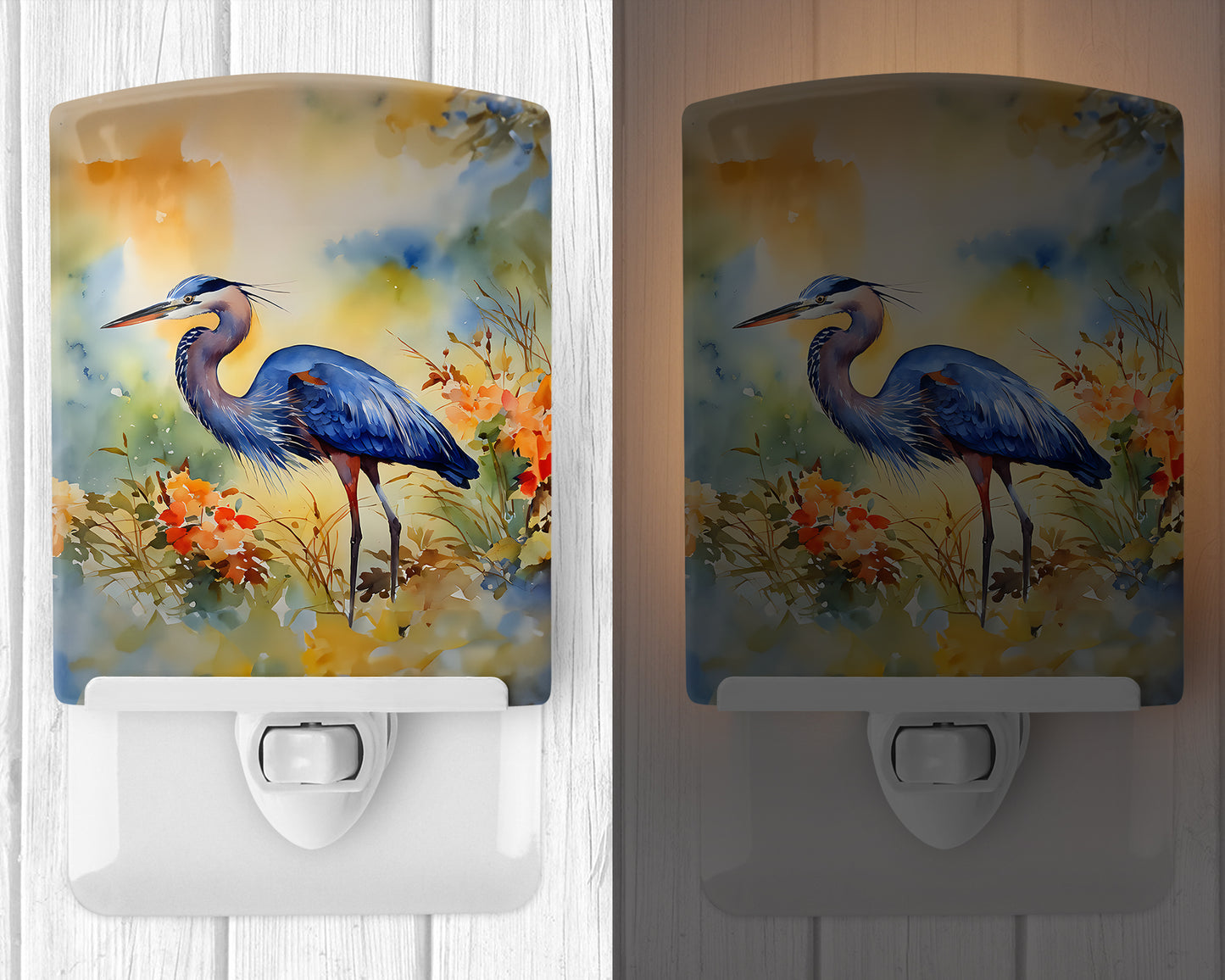 Blue Heron Ceramic Night Light