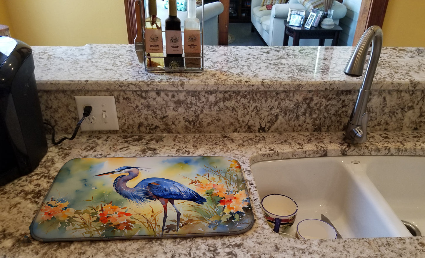 Blue Heron Dish Drying Mat