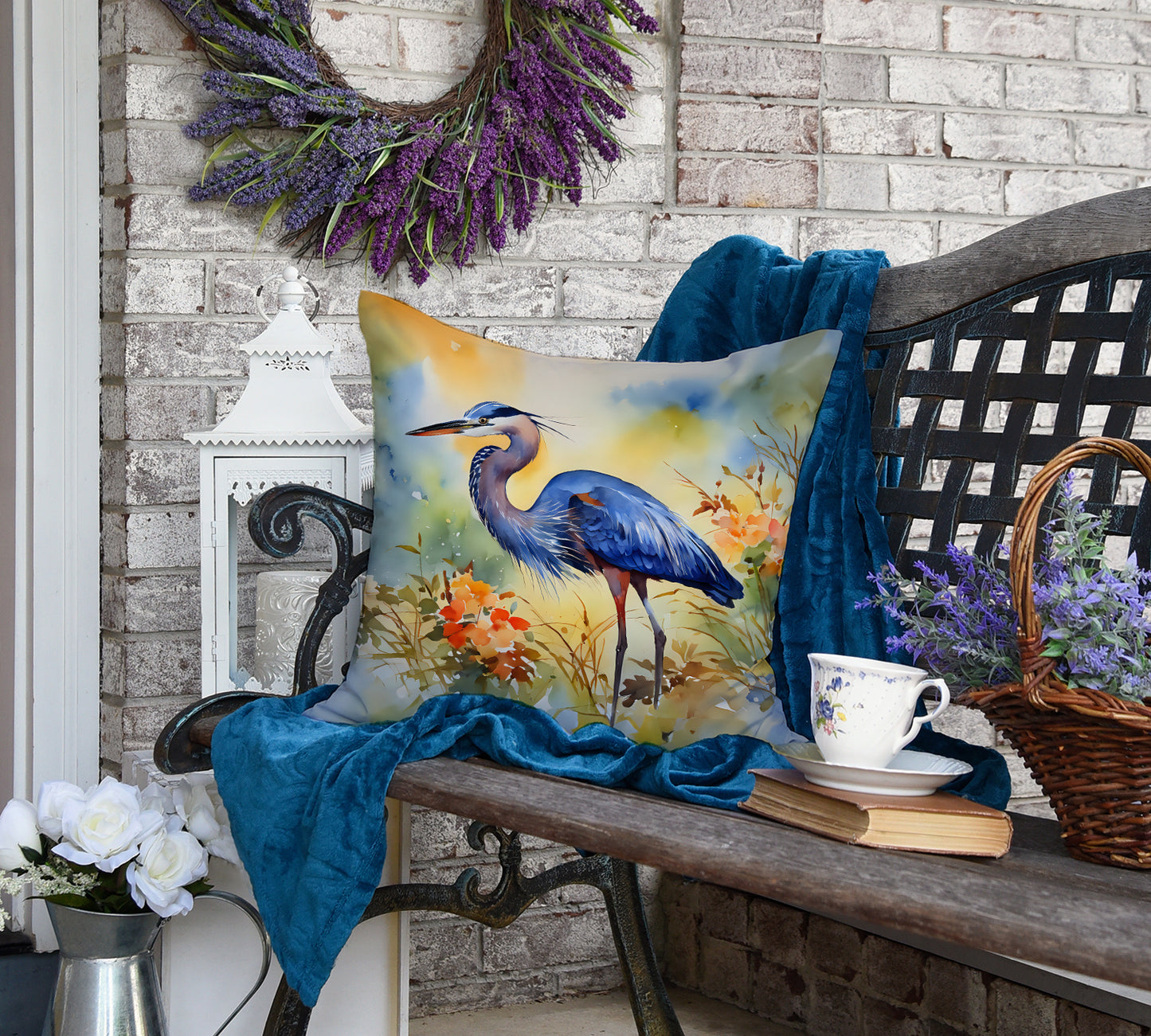 Blue Heron Throw Pillow