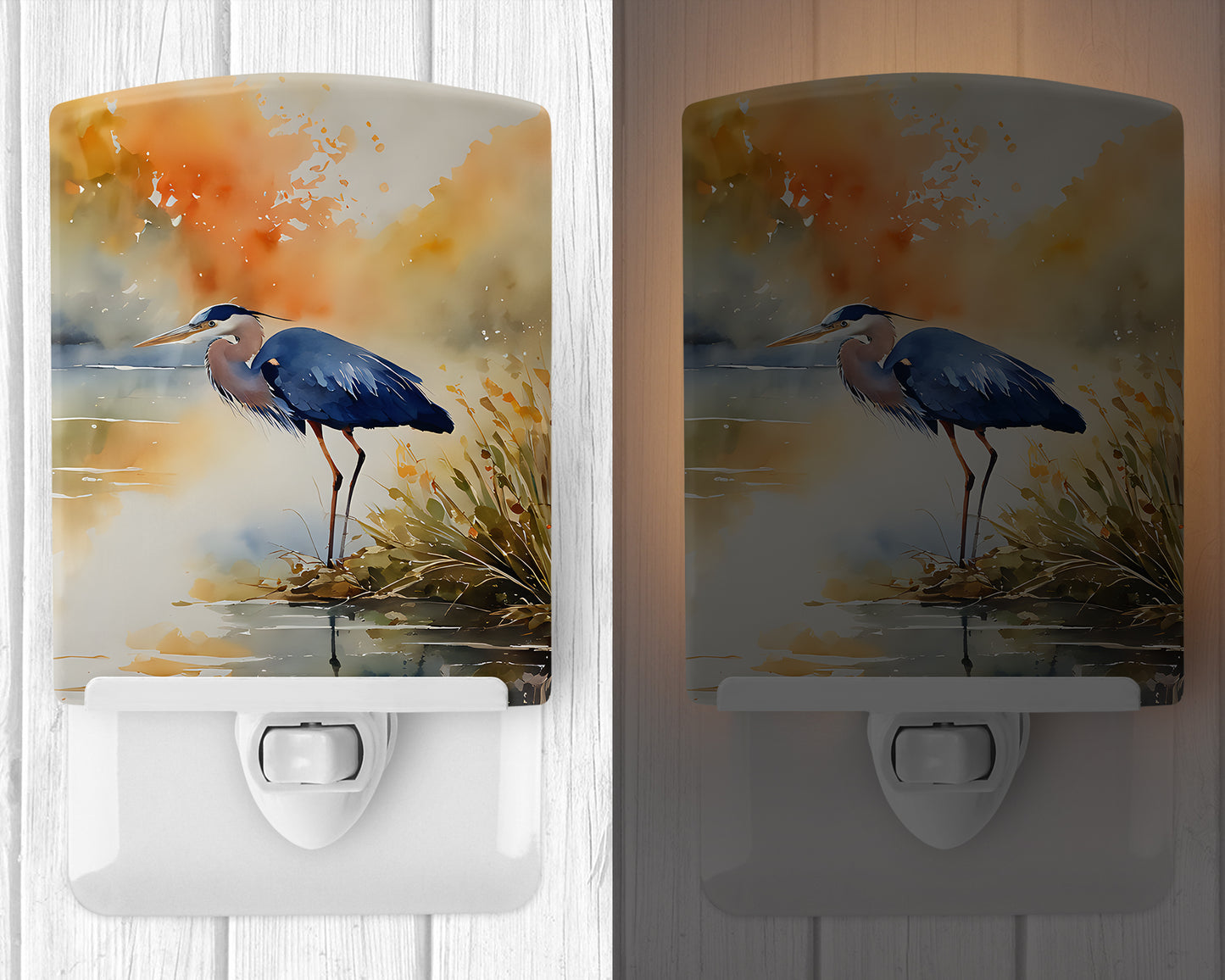 Blue Heron Ceramic Night Light