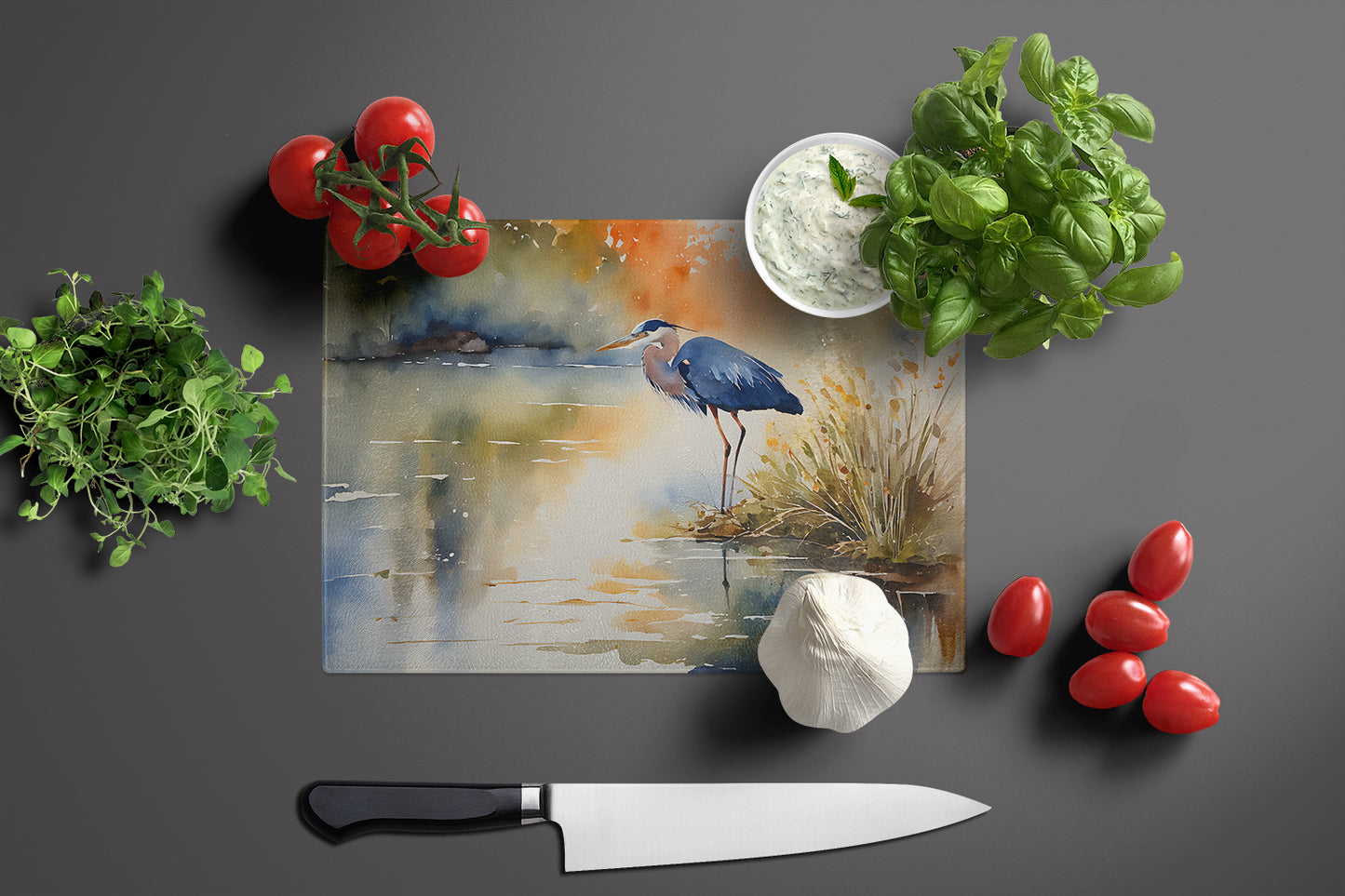 Blue Heron Glass Cutting Board