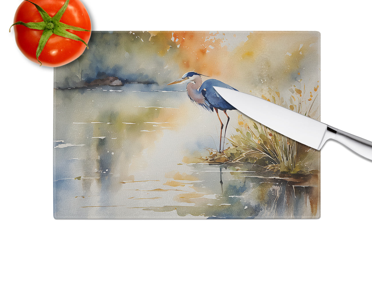 Blue Heron Glass Cutting Board