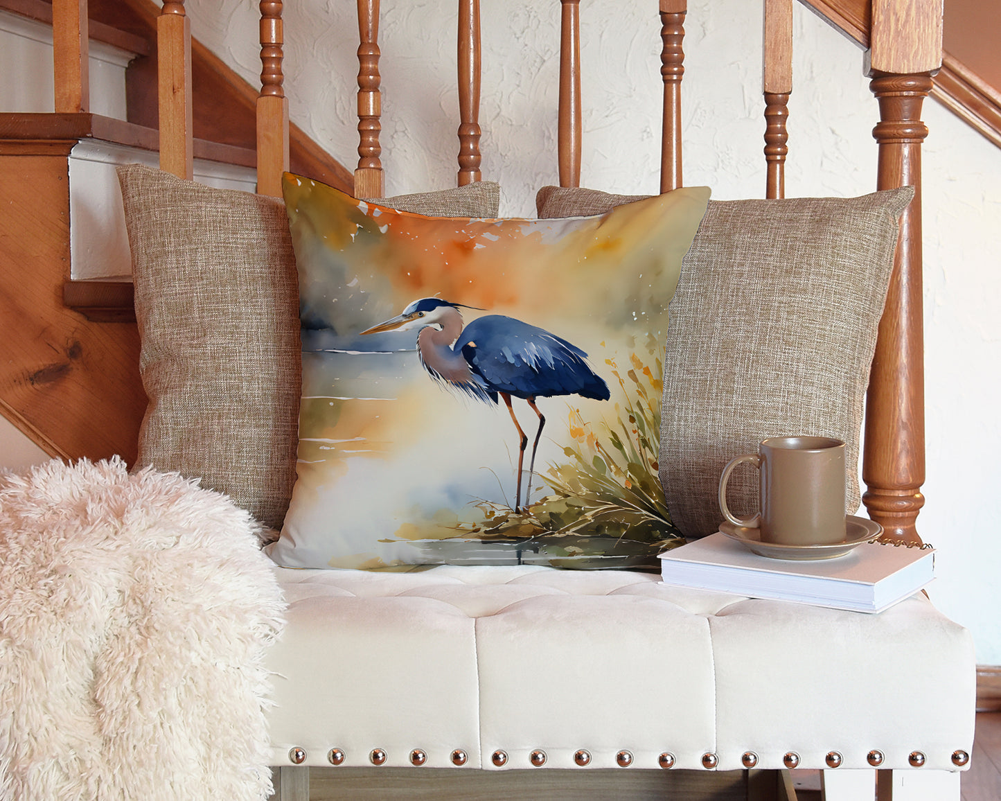 Blue Heron Throw Pillow