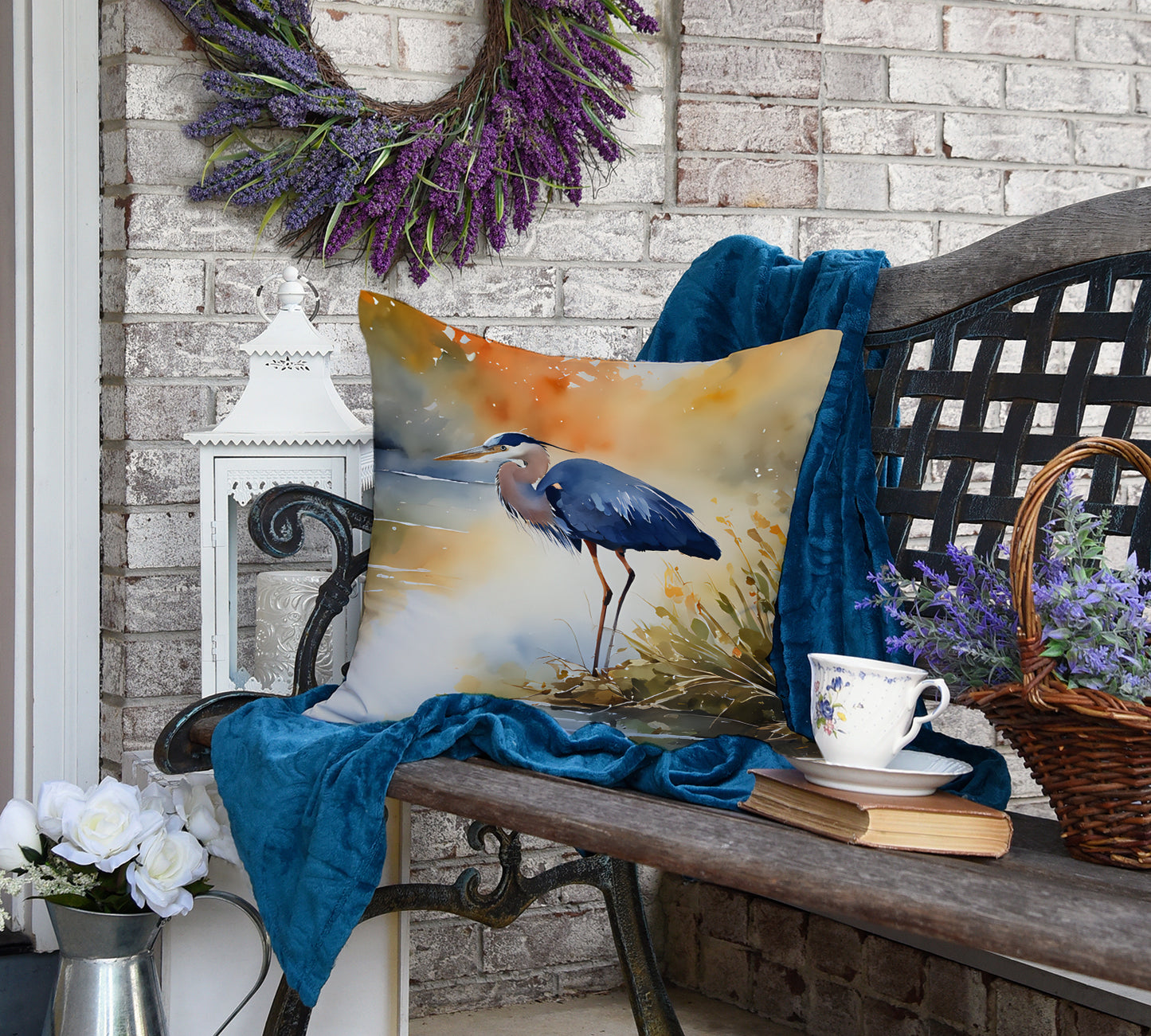 Blue Heron Throw Pillow