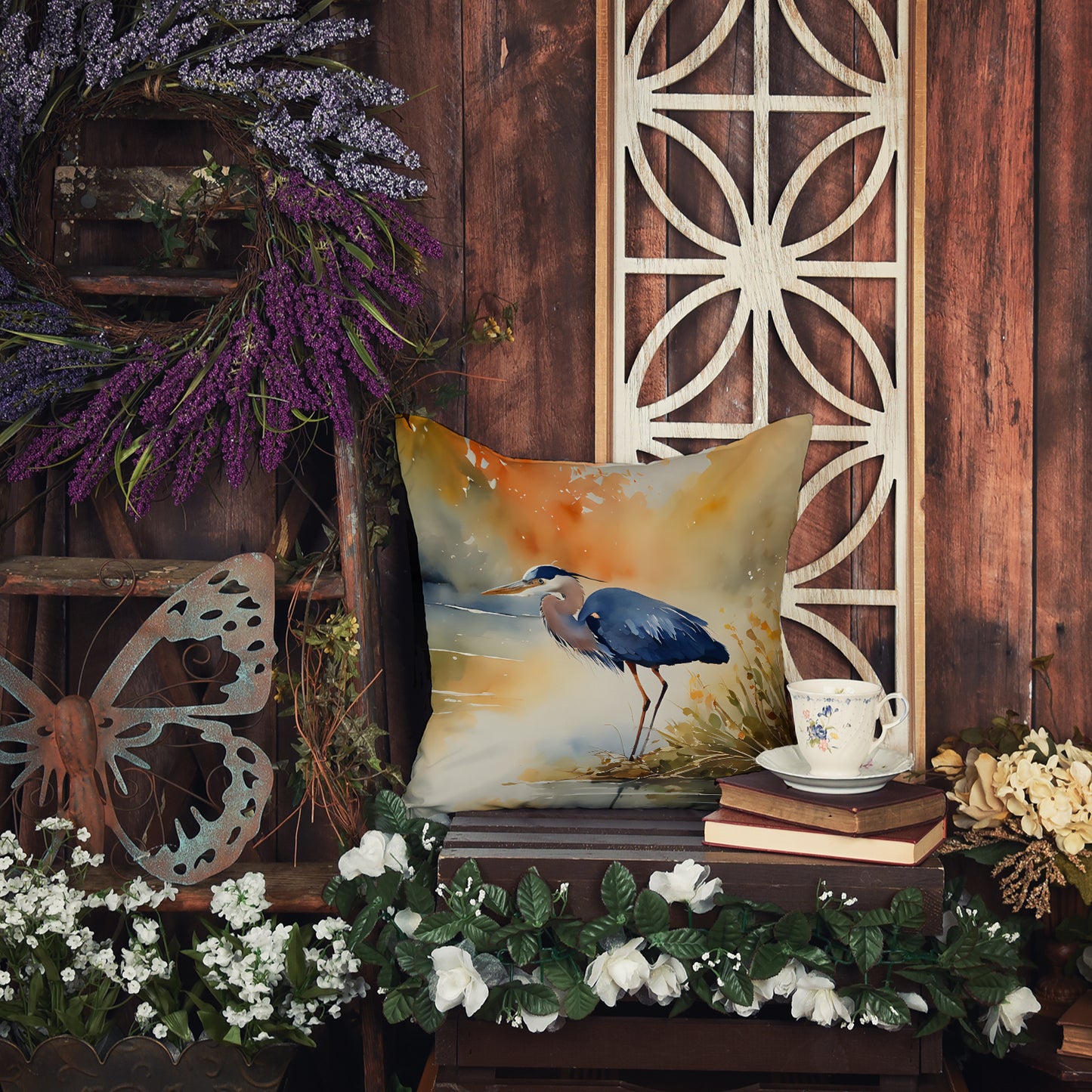 Blue Heron Throw Pillow