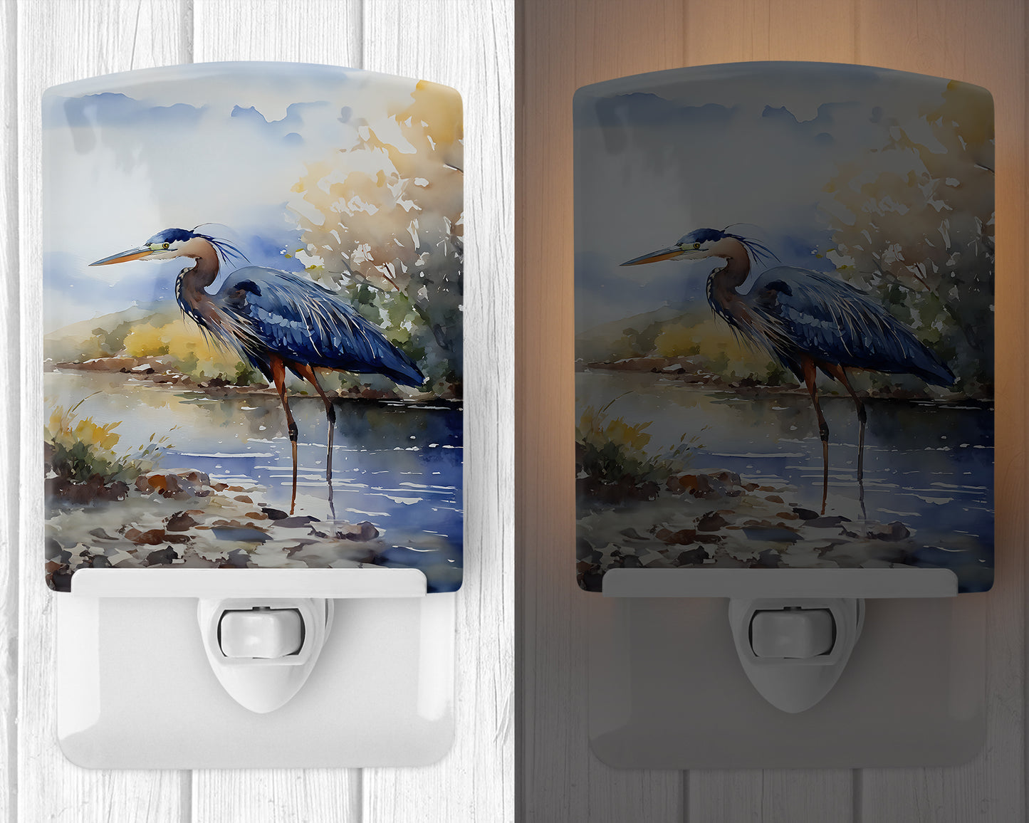 Blue Heron Ceramic Night Light