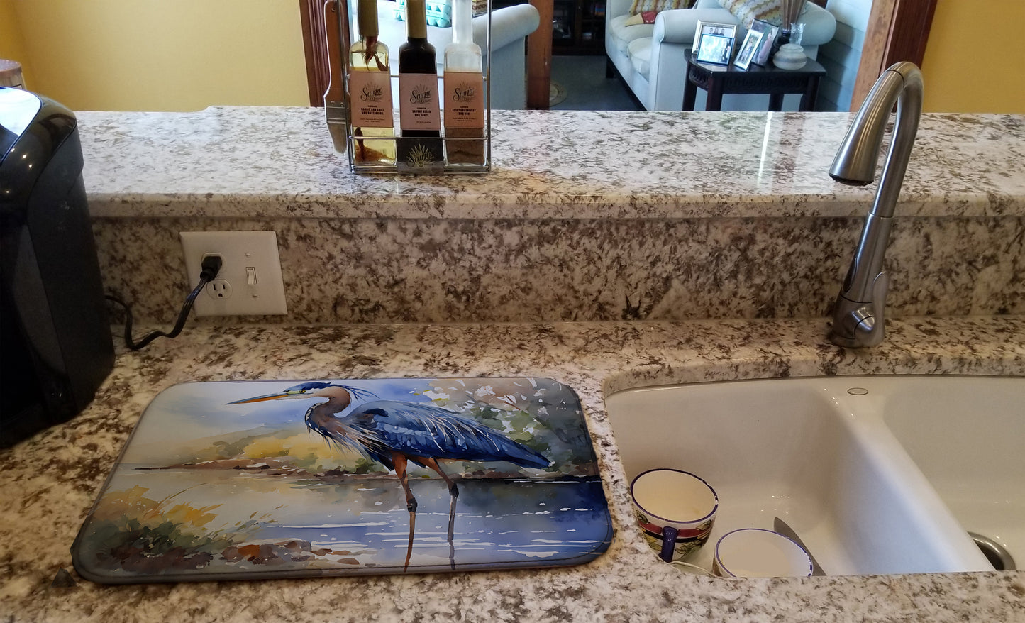 Blue Heron Dish Drying Mat