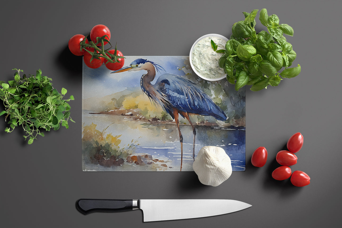 Blue Heron Glass Cutting Board