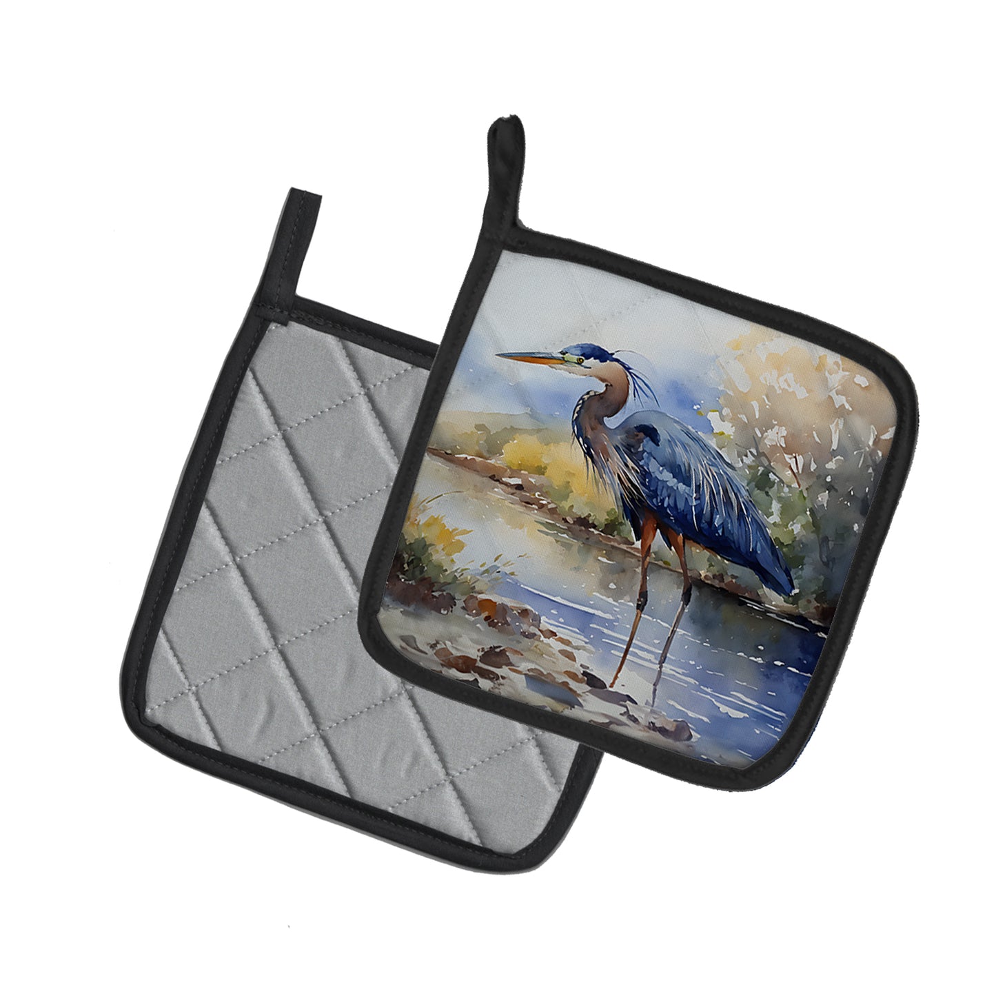 Blue Heron Pair of Pot Holders