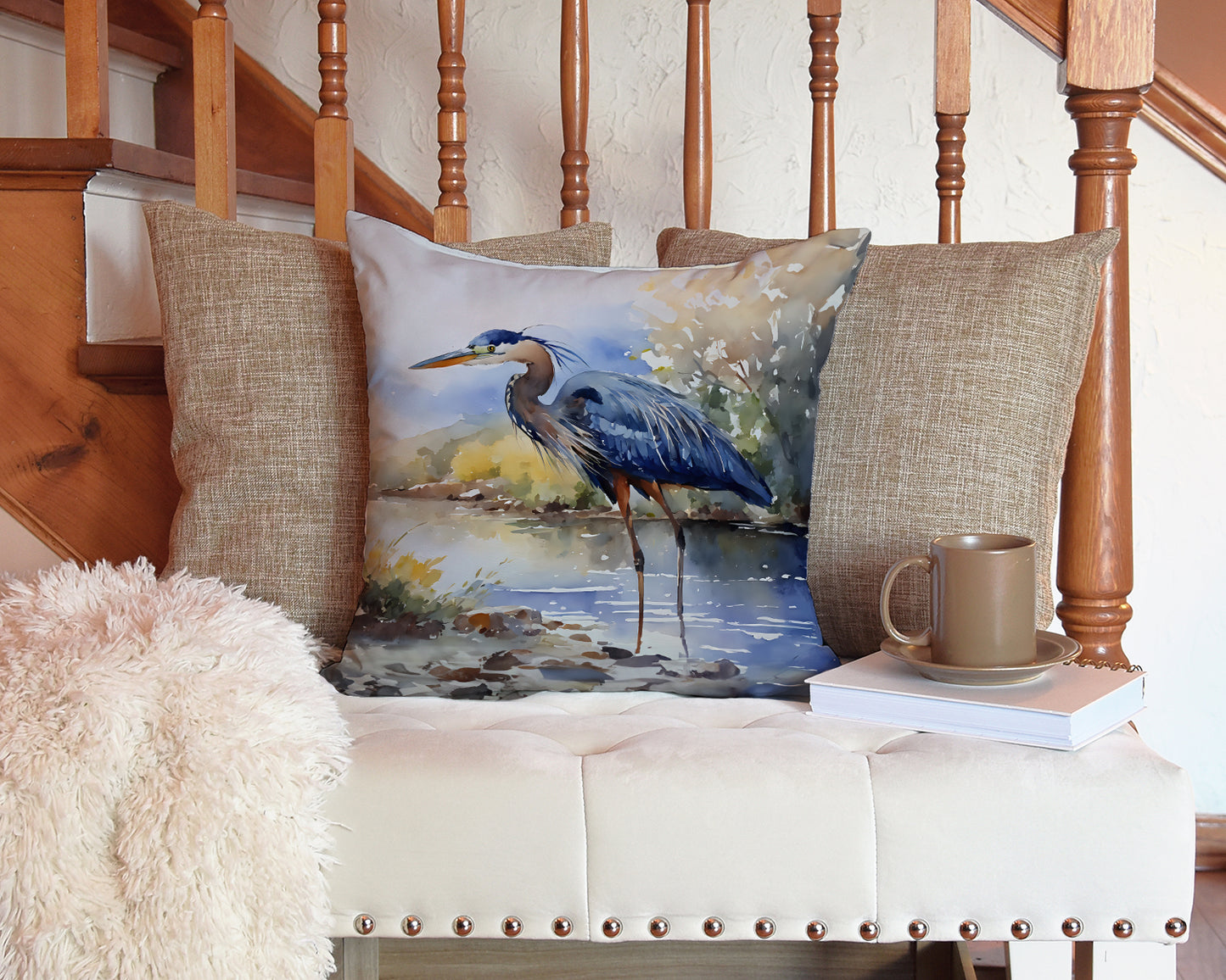 Blue Heron Throw Pillow