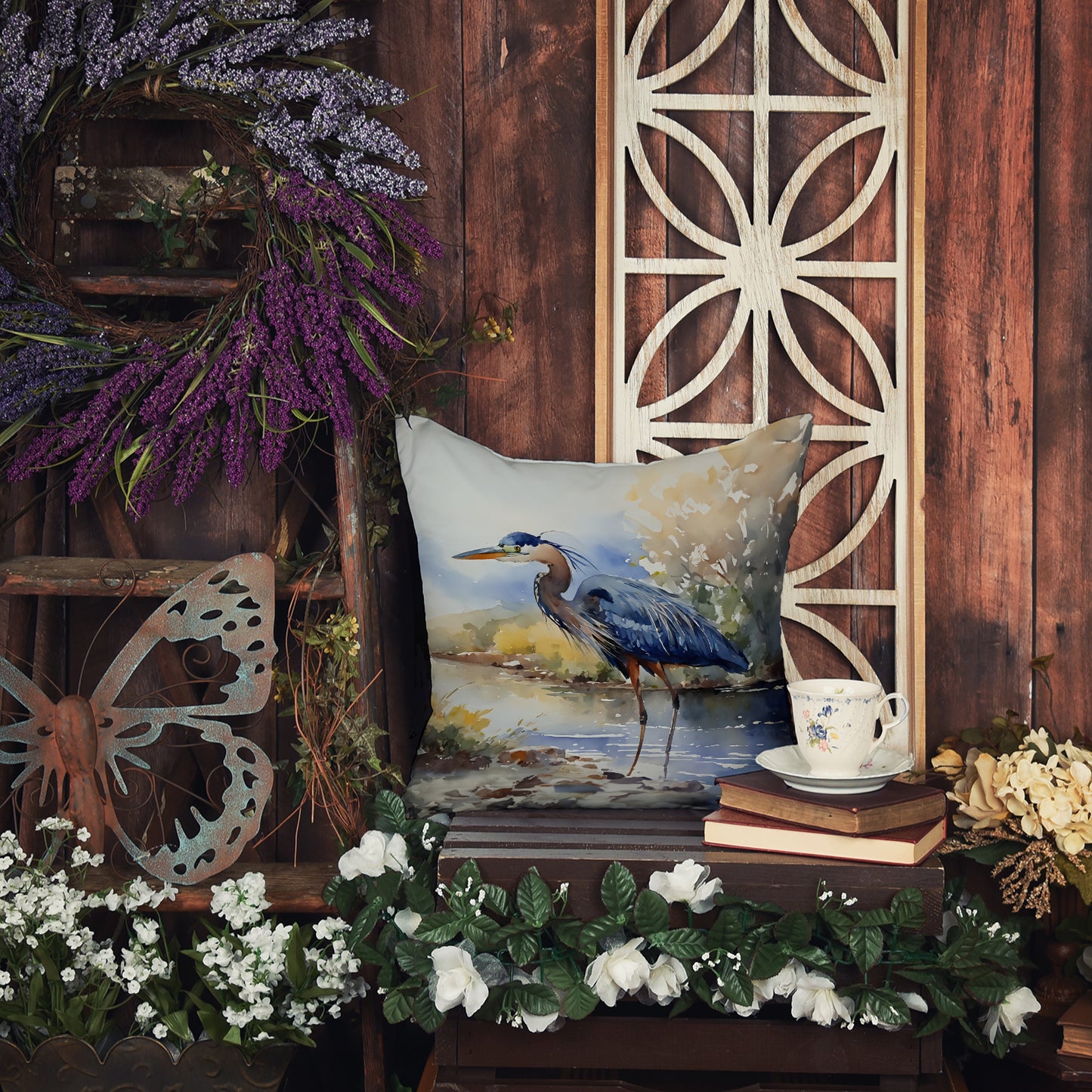 Blue Heron Throw Pillow