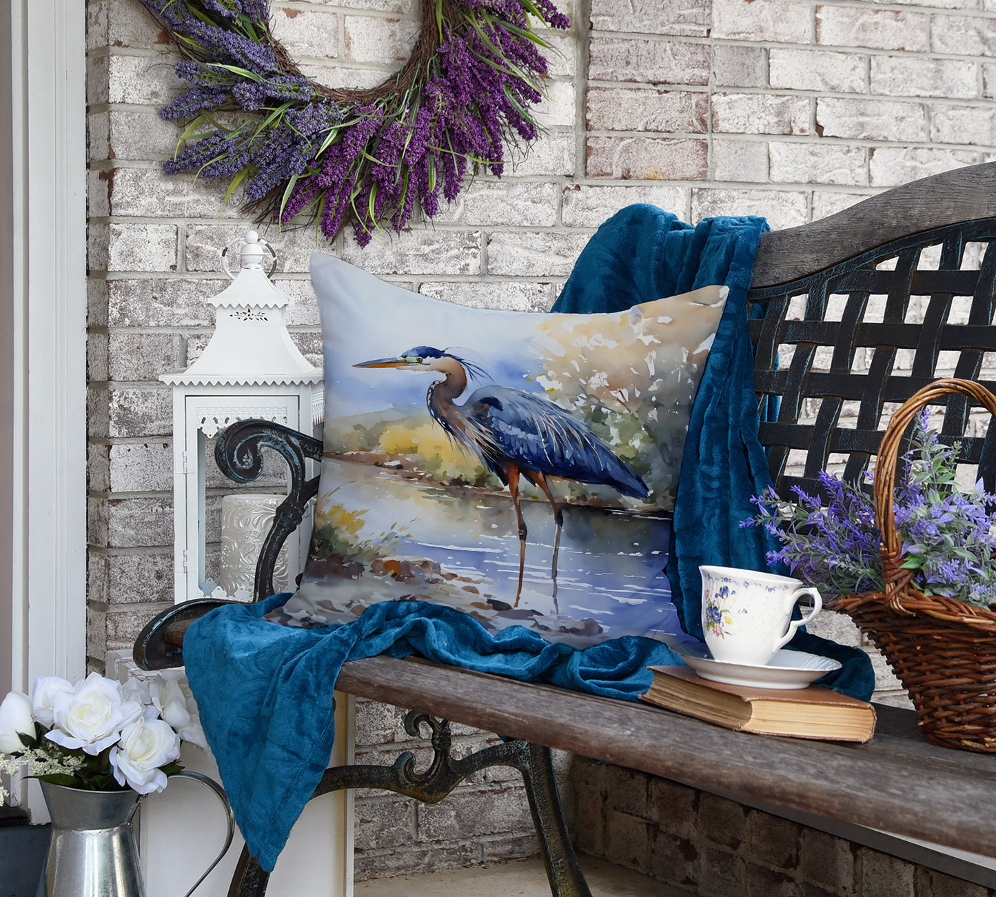 Blue Heron Throw Pillow