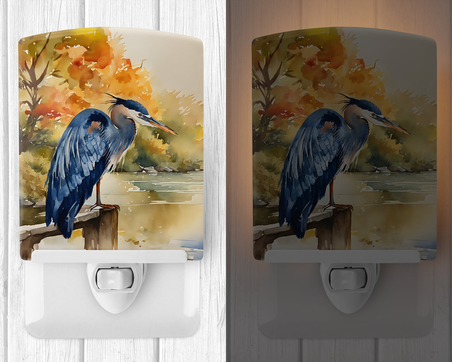 Blue Heron Ceramic Night Light