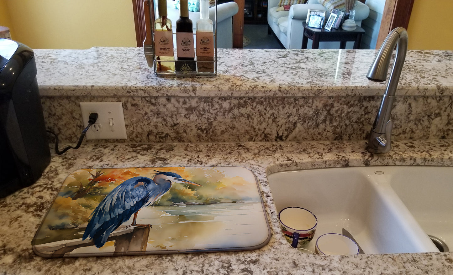 Blue Heron Dish Drying Mat