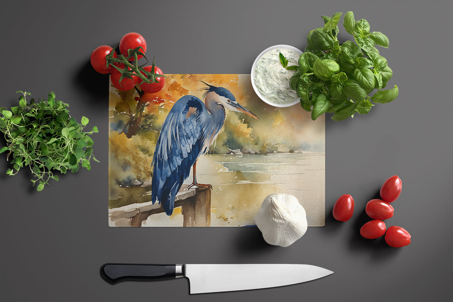 Blue Heron Glass Cutting Board