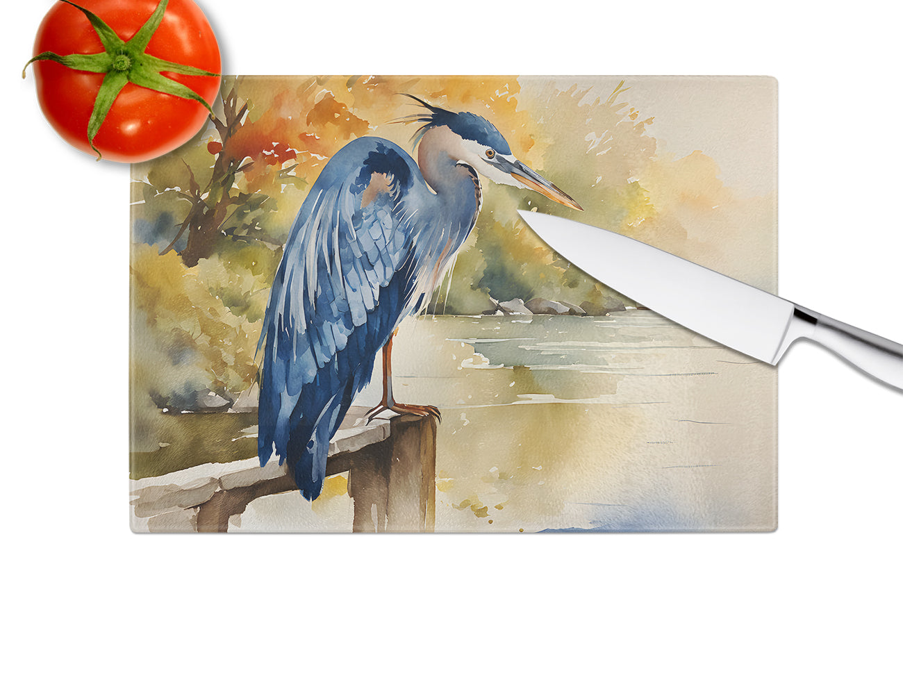 Blue Heron Glass Cutting Board