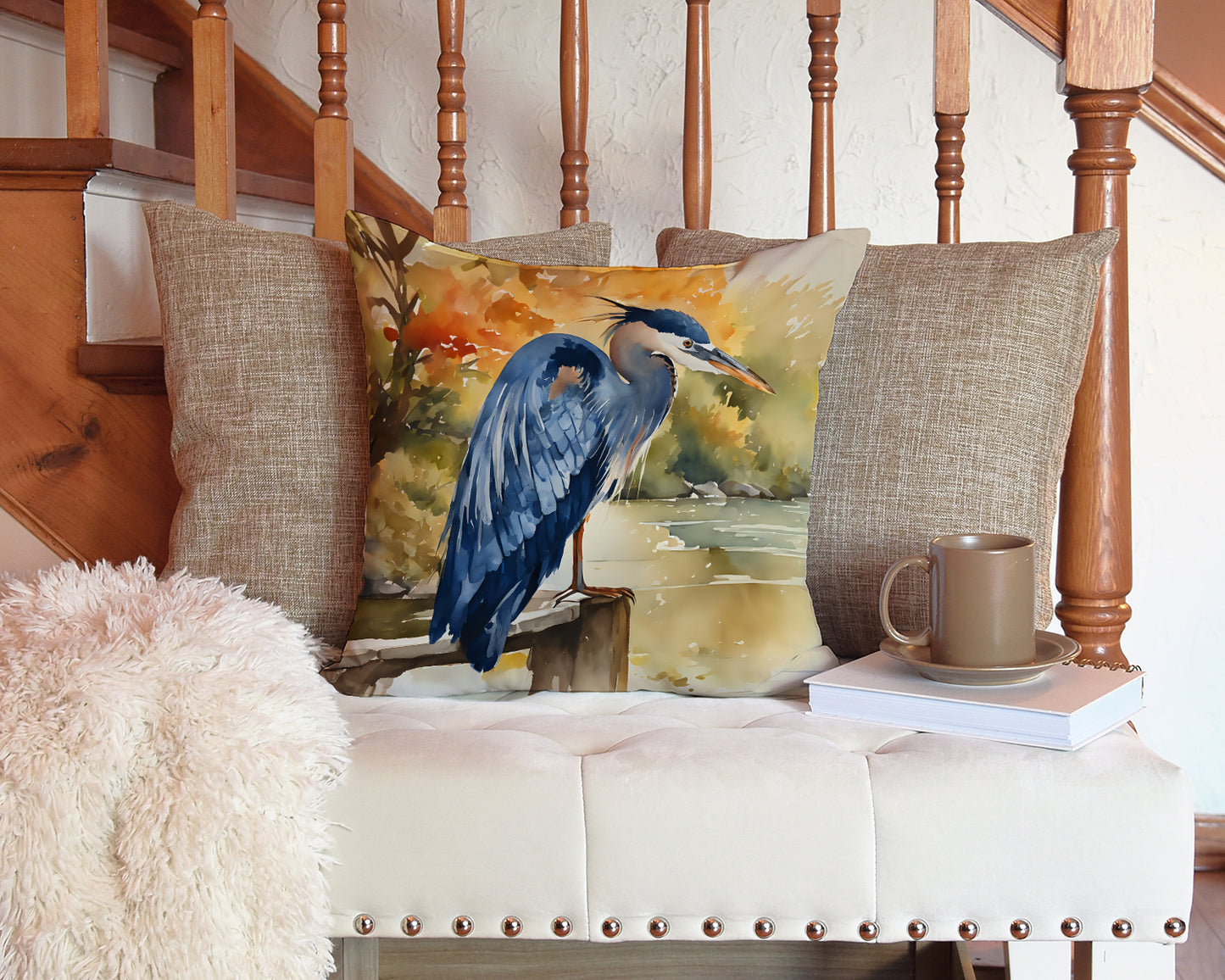 Blue Heron Throw Pillow