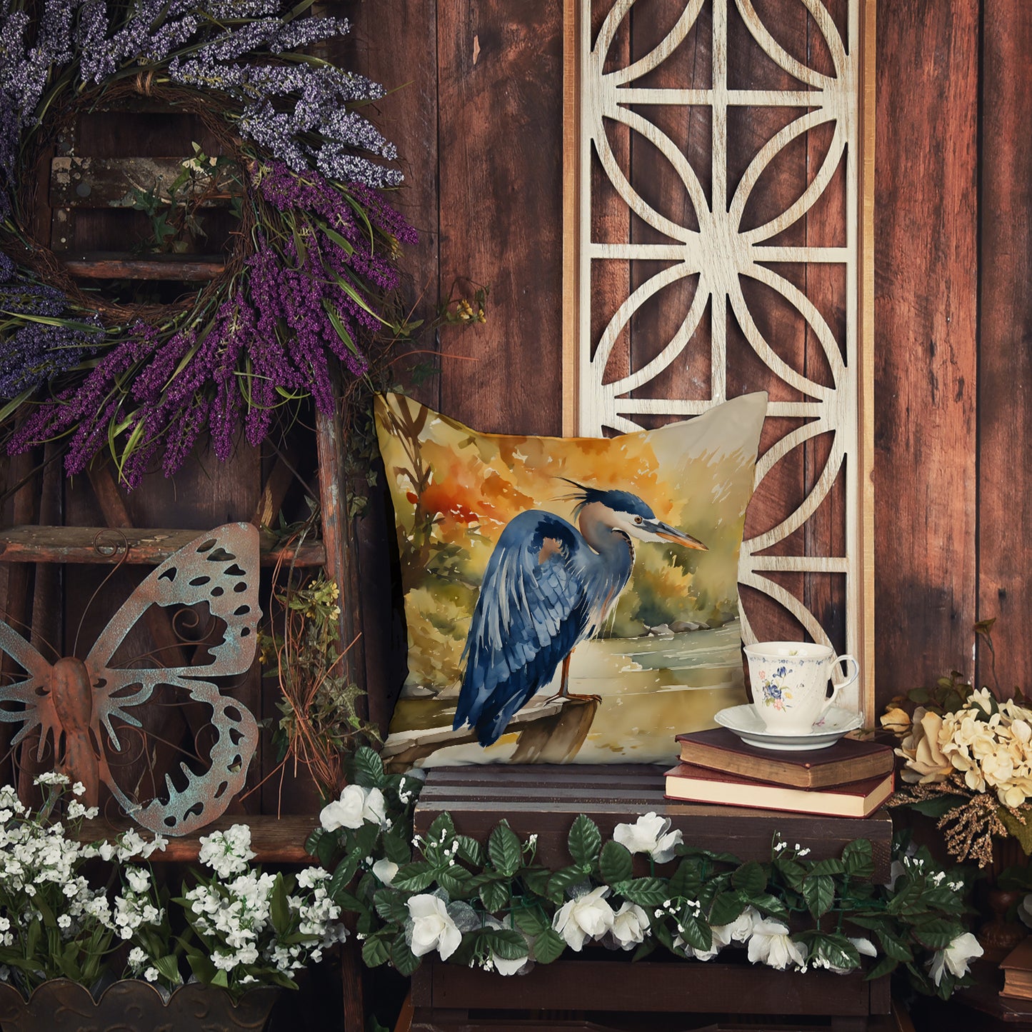 Blue Heron Throw Pillow