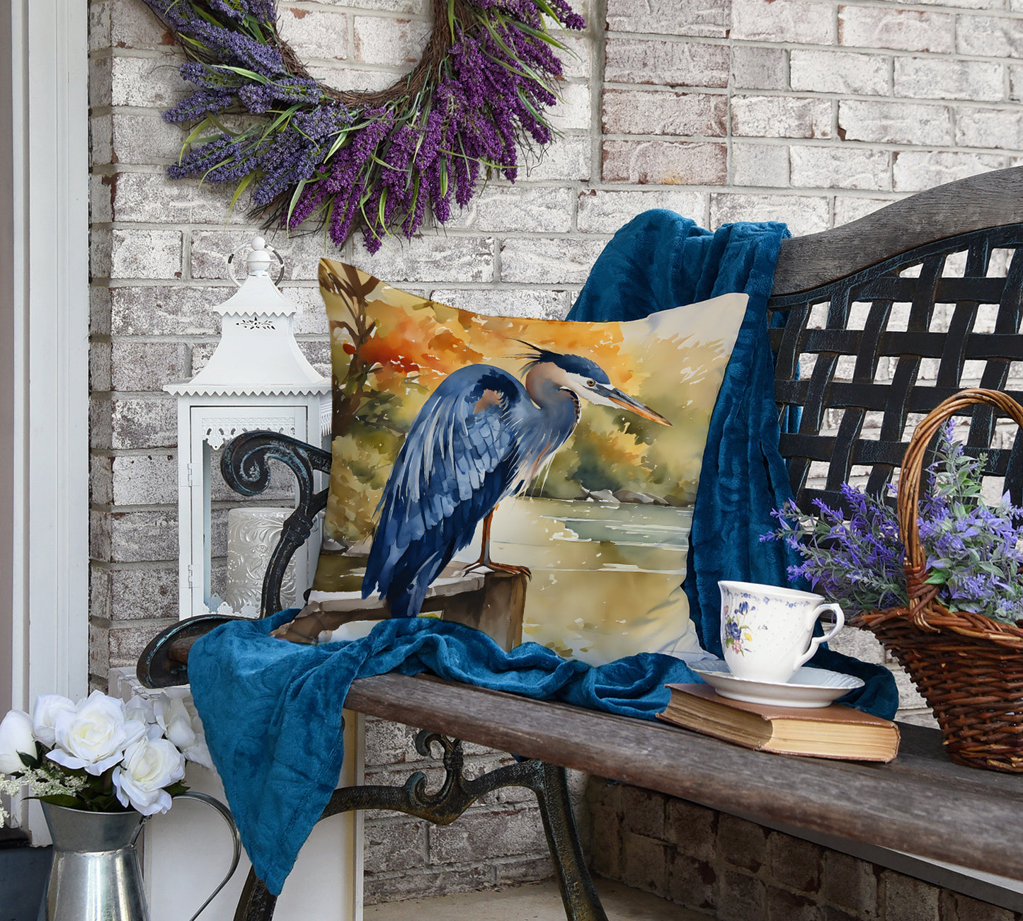 Blue Heron Throw Pillow