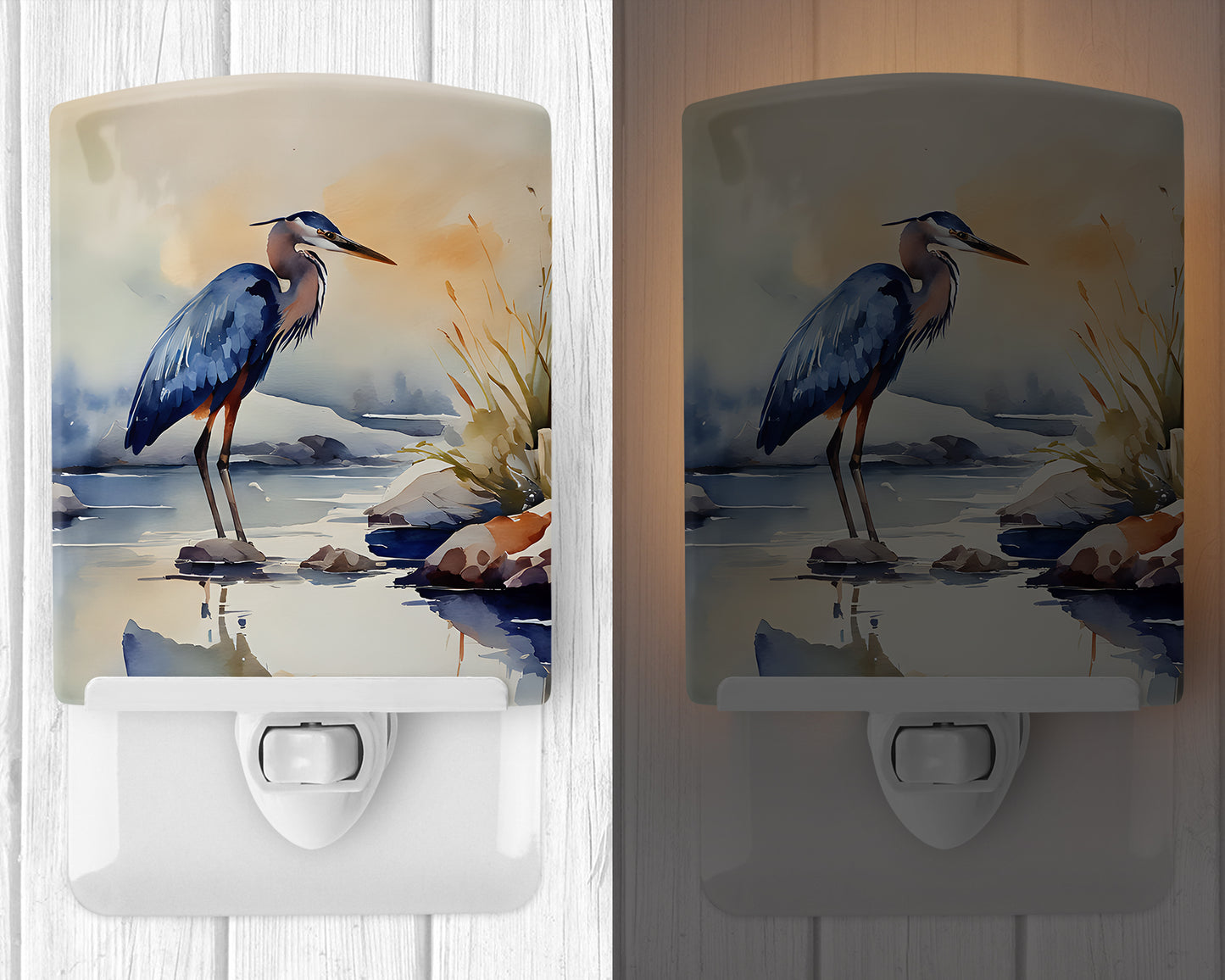 Blue Heron Ceramic Night Light