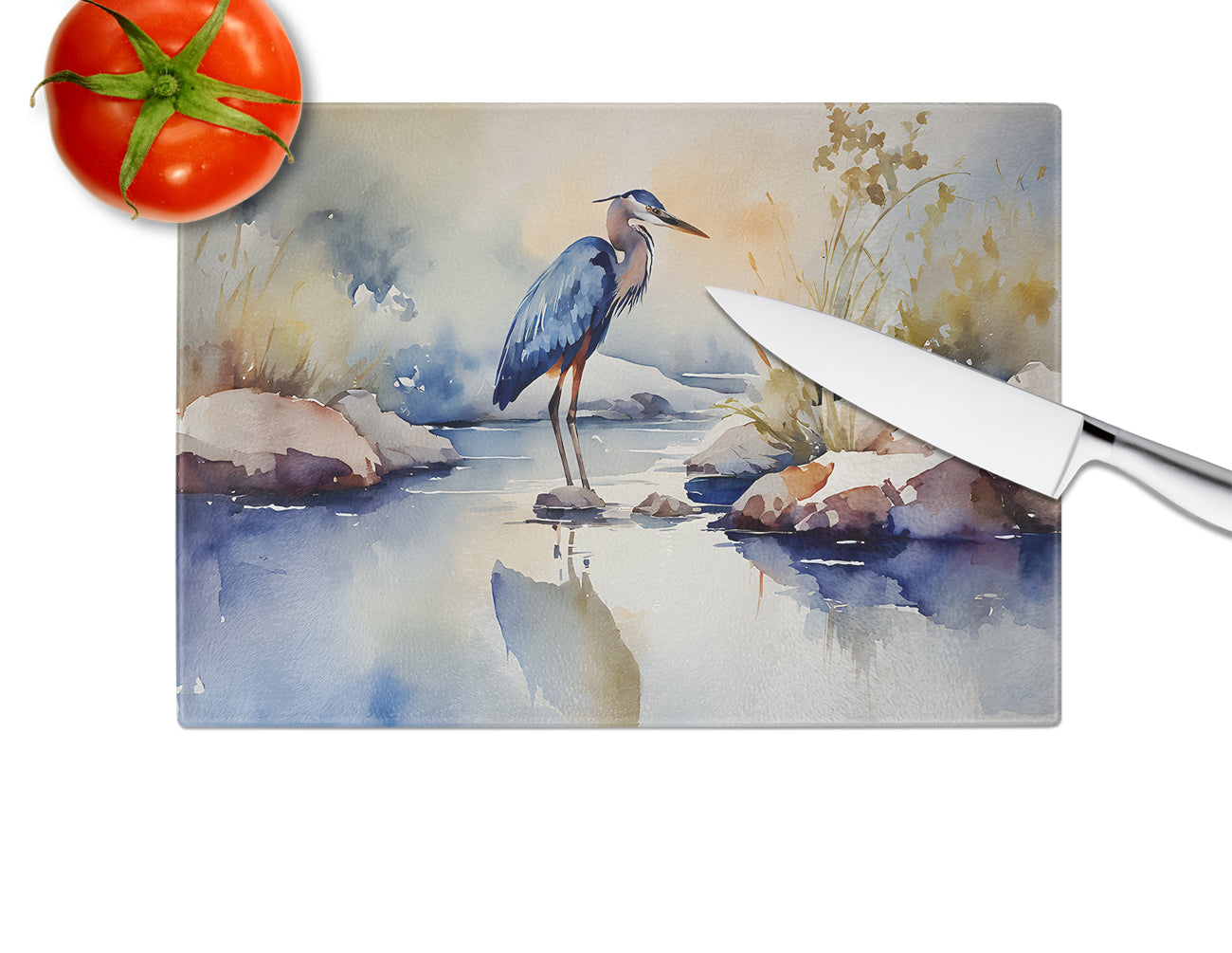 Blue Heron Glass Cutting Board