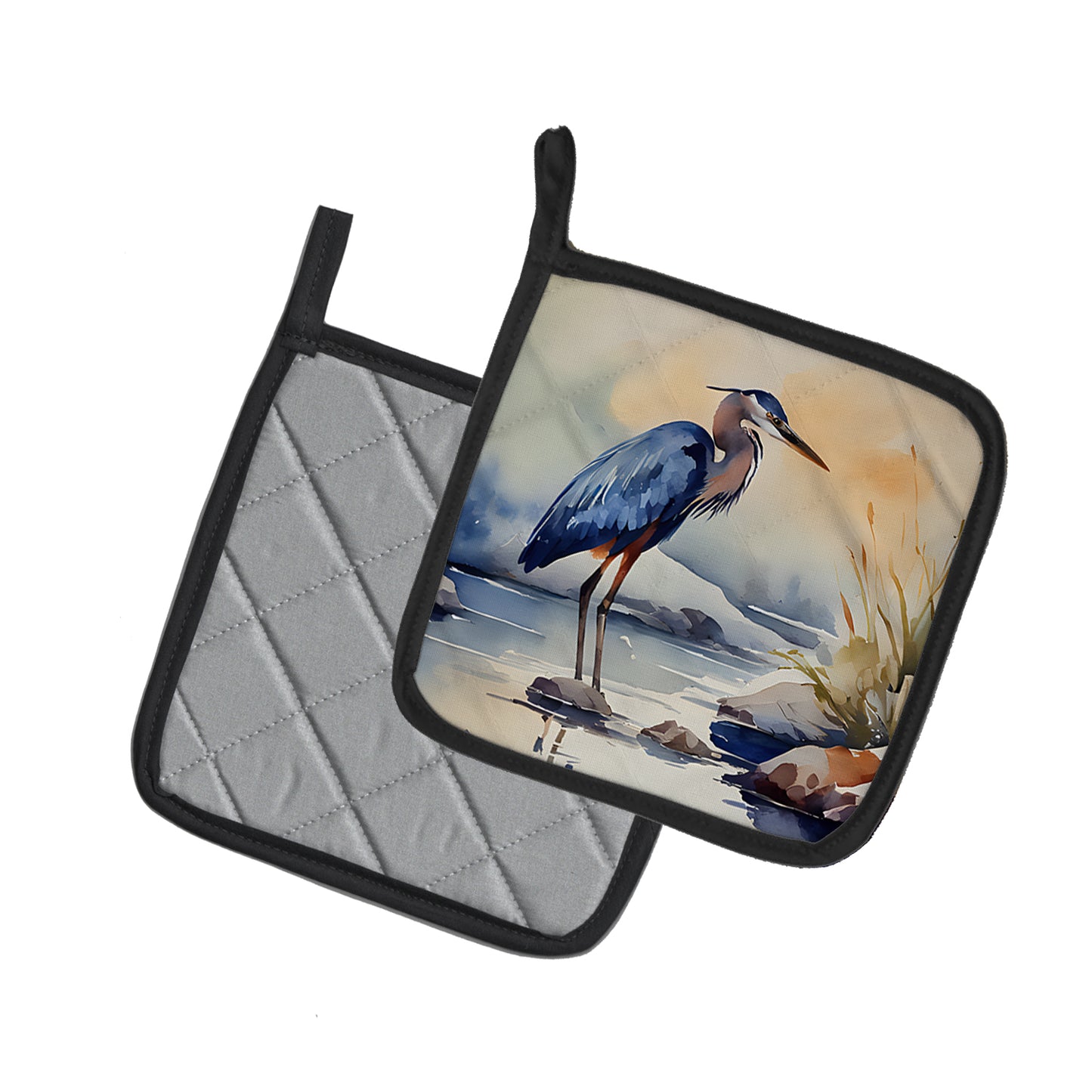 Blue Heron Pair of Pot Holders