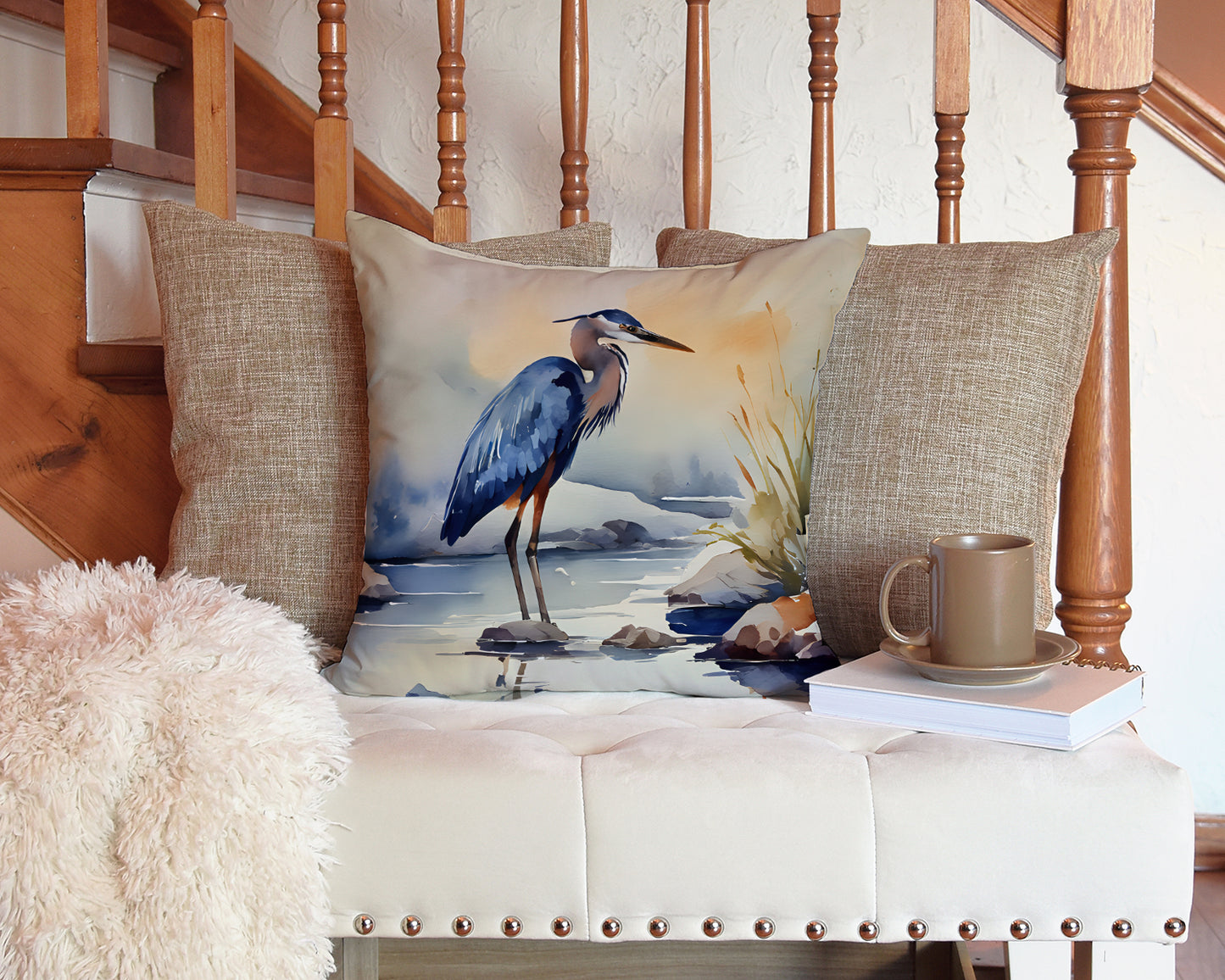 Blue Heron Throw Pillow