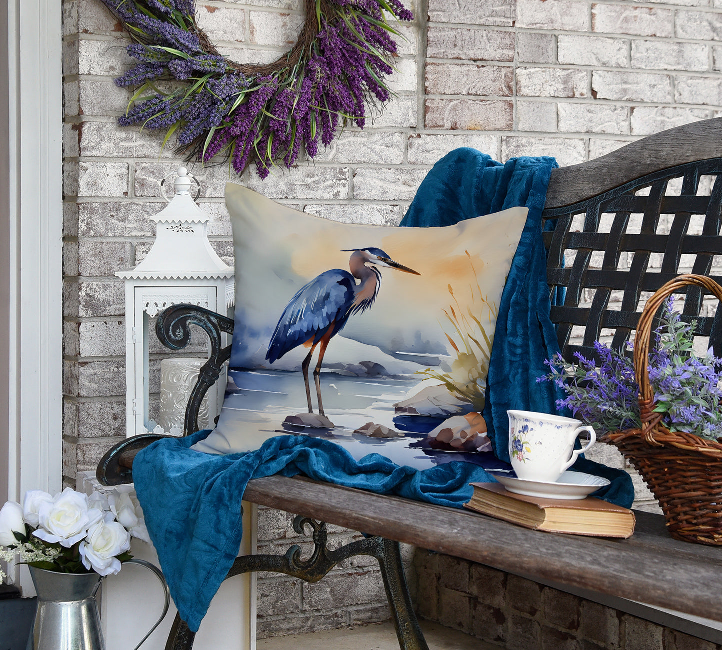 Blue Heron Throw Pillow