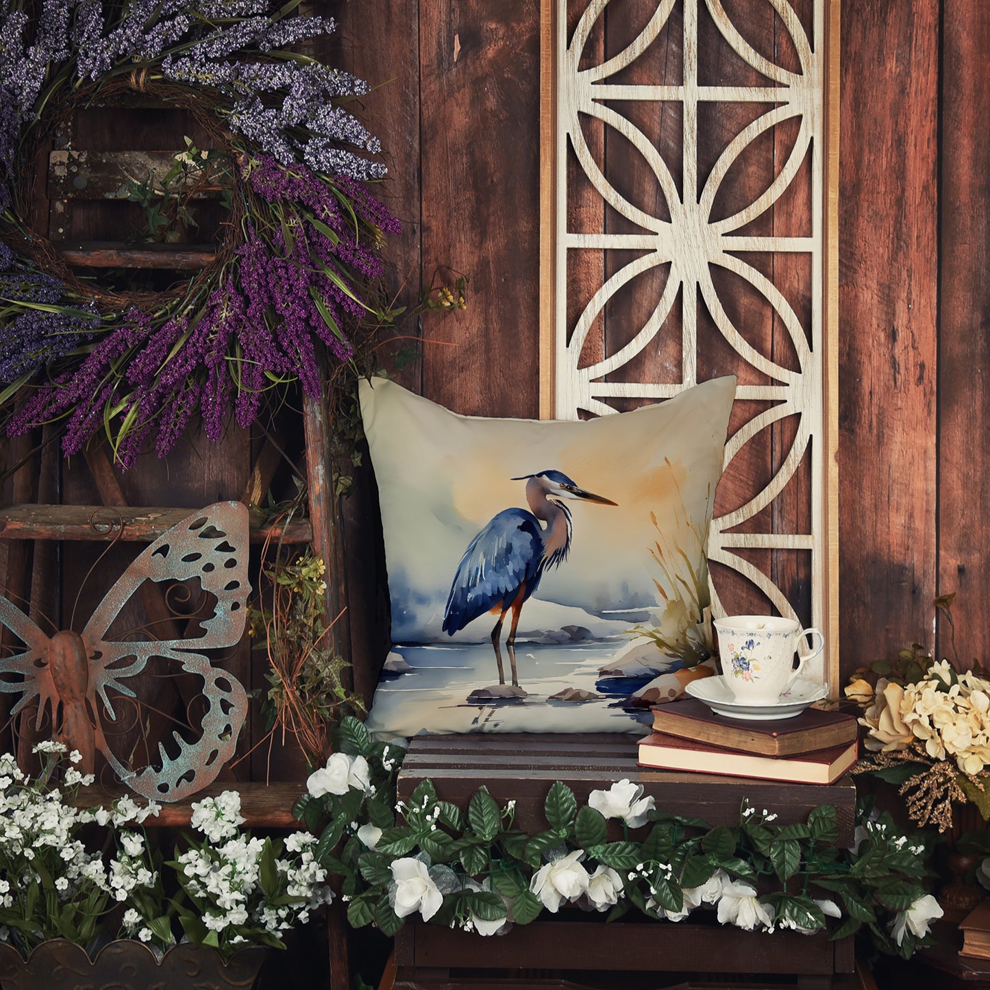 Blue Heron Throw Pillow