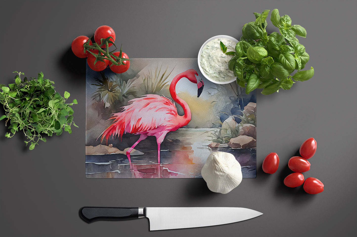 Flamingo Glass Cutting Board