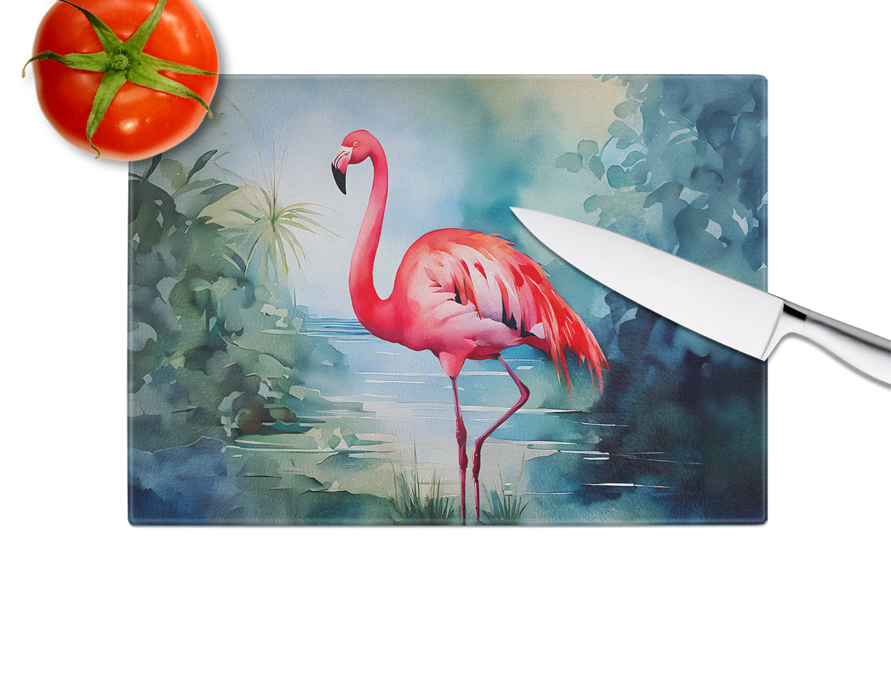 Flamingo Glass Cutting Board