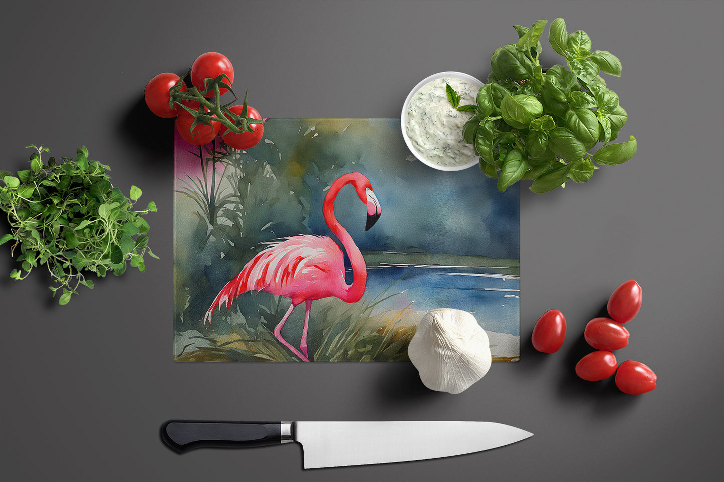 Flamingo Glass Cutting Board