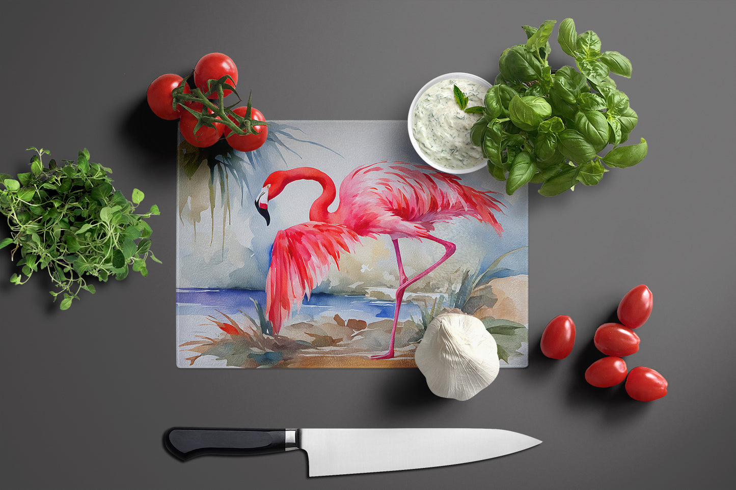 Flamingo Glass Cutting Board