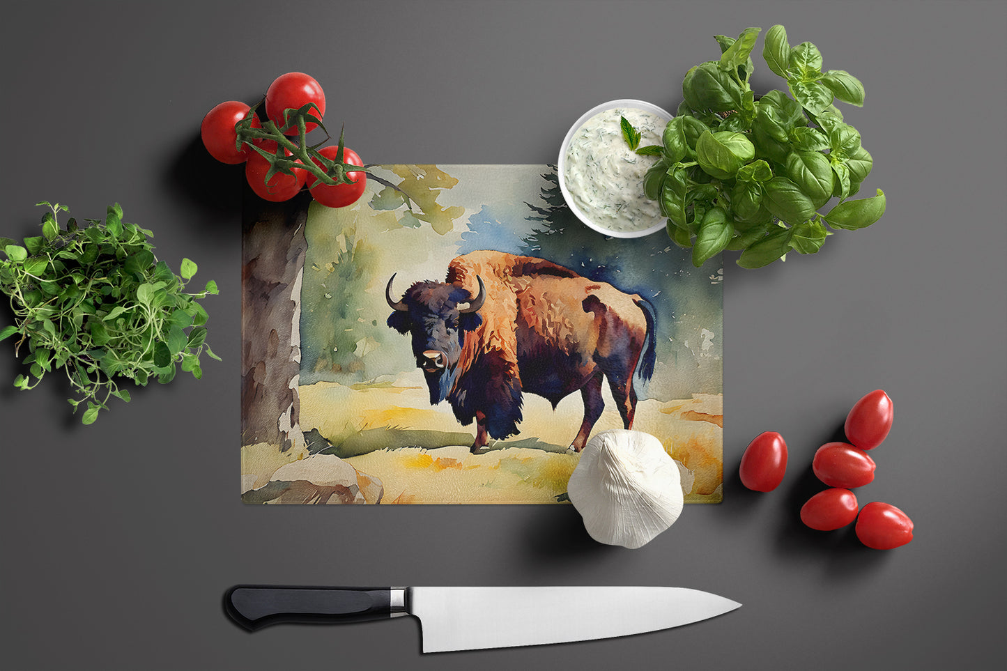 American Bison Glass Cutting Board