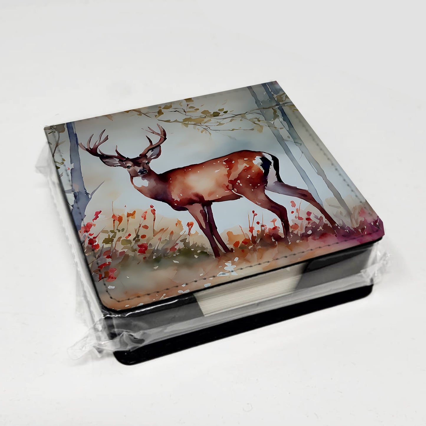 Deer PU Leather Note Paper Holder