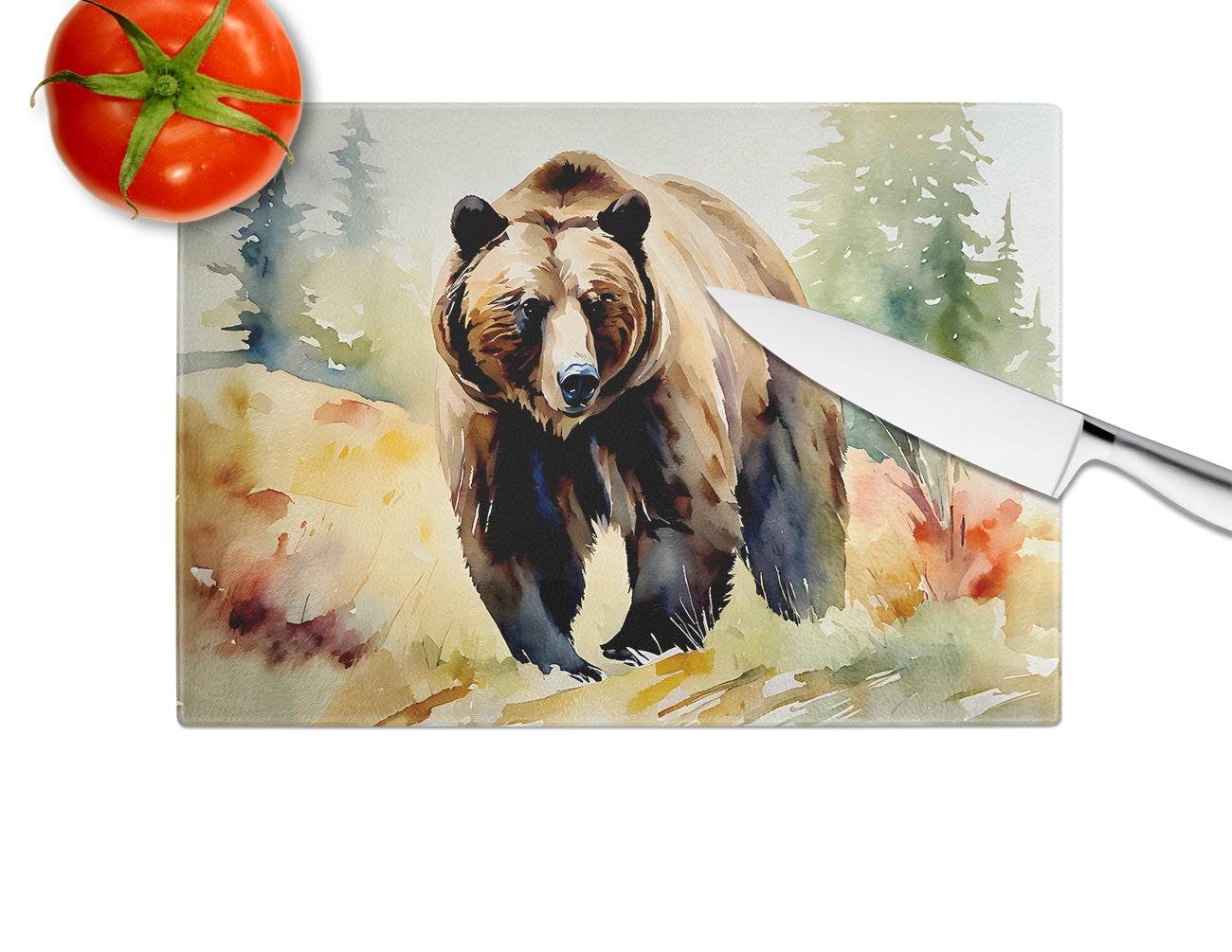 Grizzly Bear Glass Cutting Board