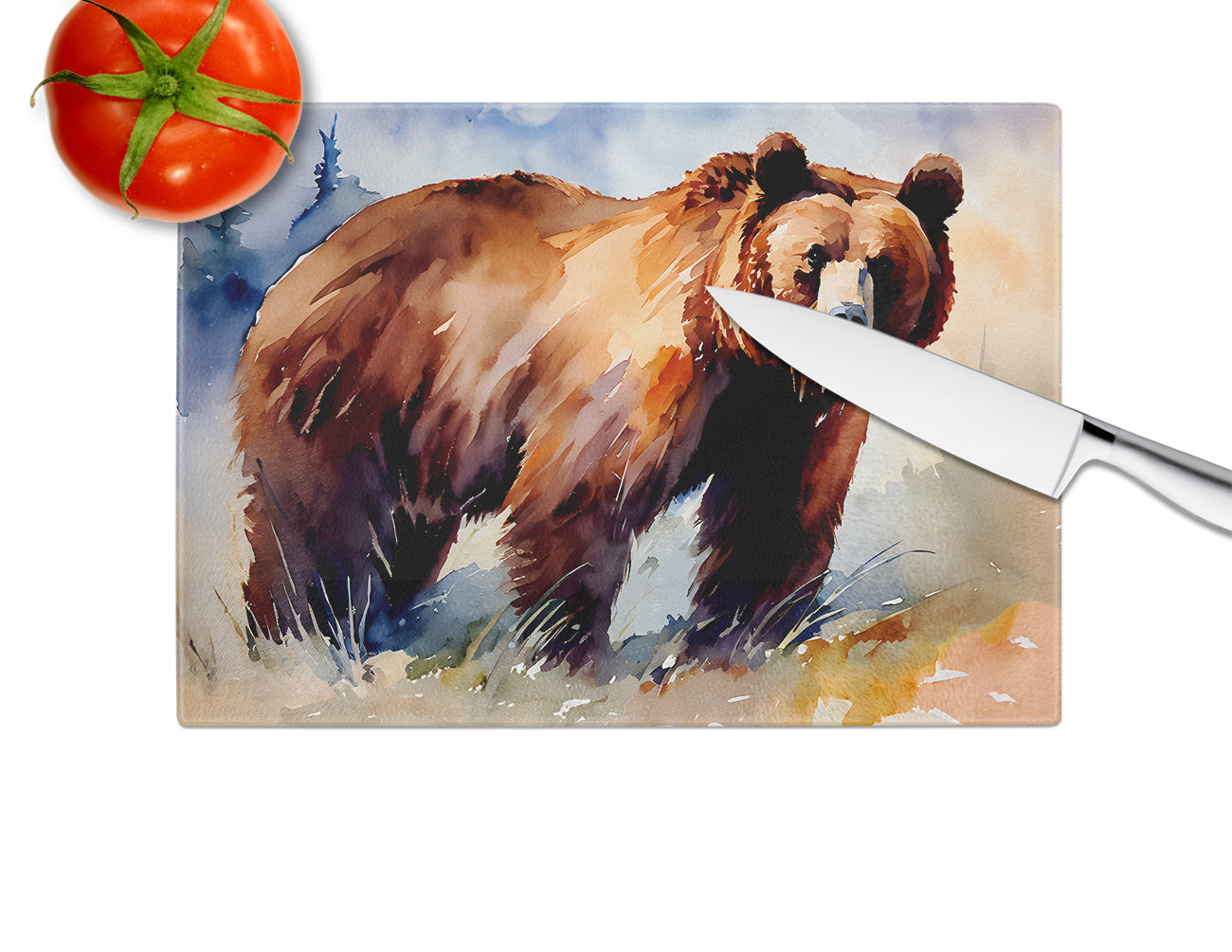 Grizzly Bear Glass Cutting Board