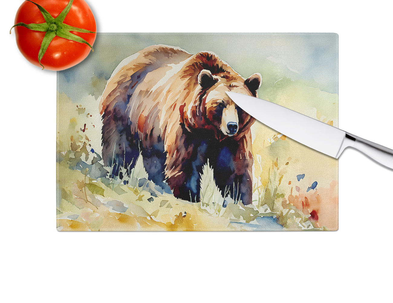 Grizzly Bear Glass Cutting Board