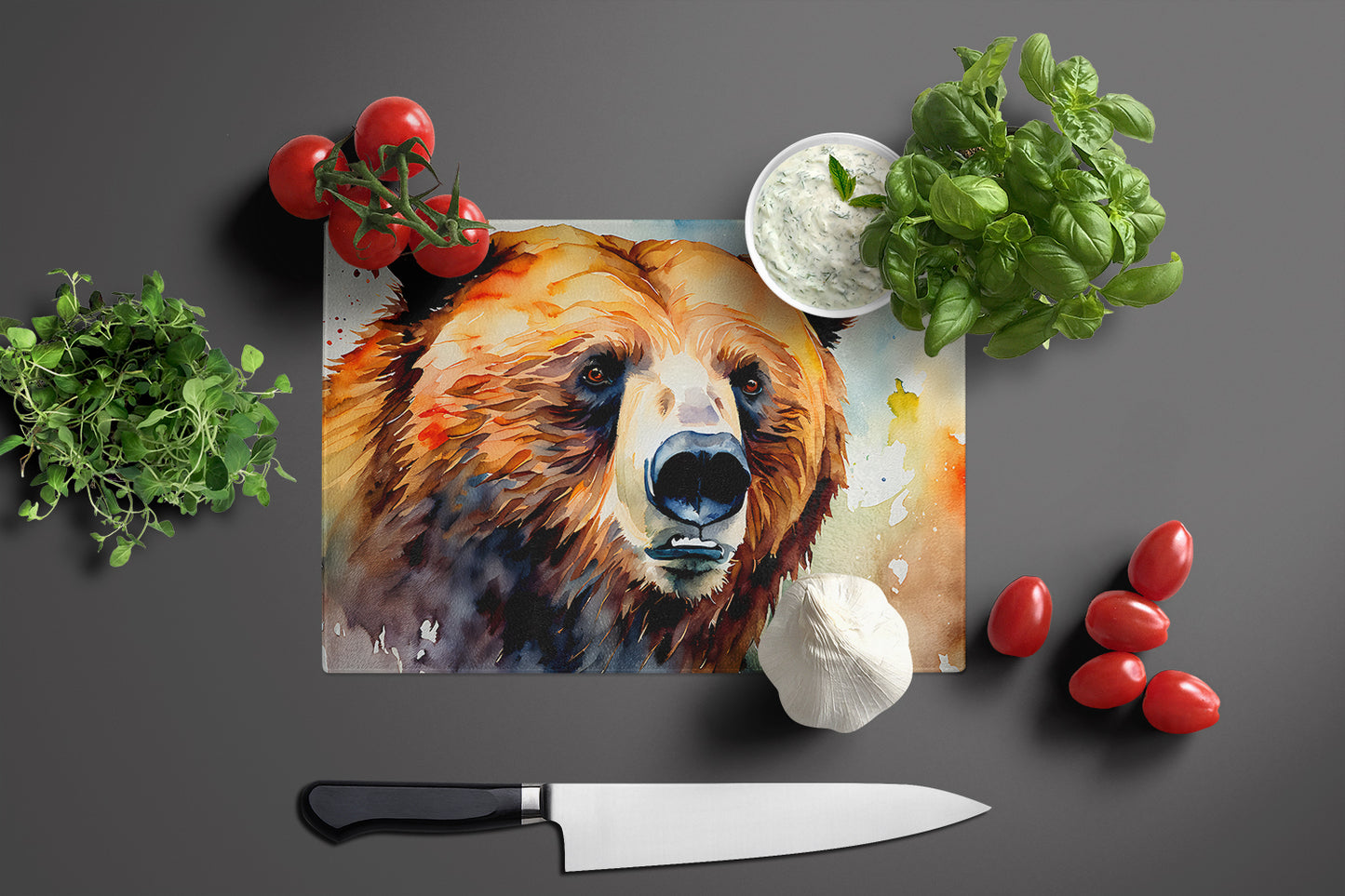 Grizzly Bear Glass Cutting Board