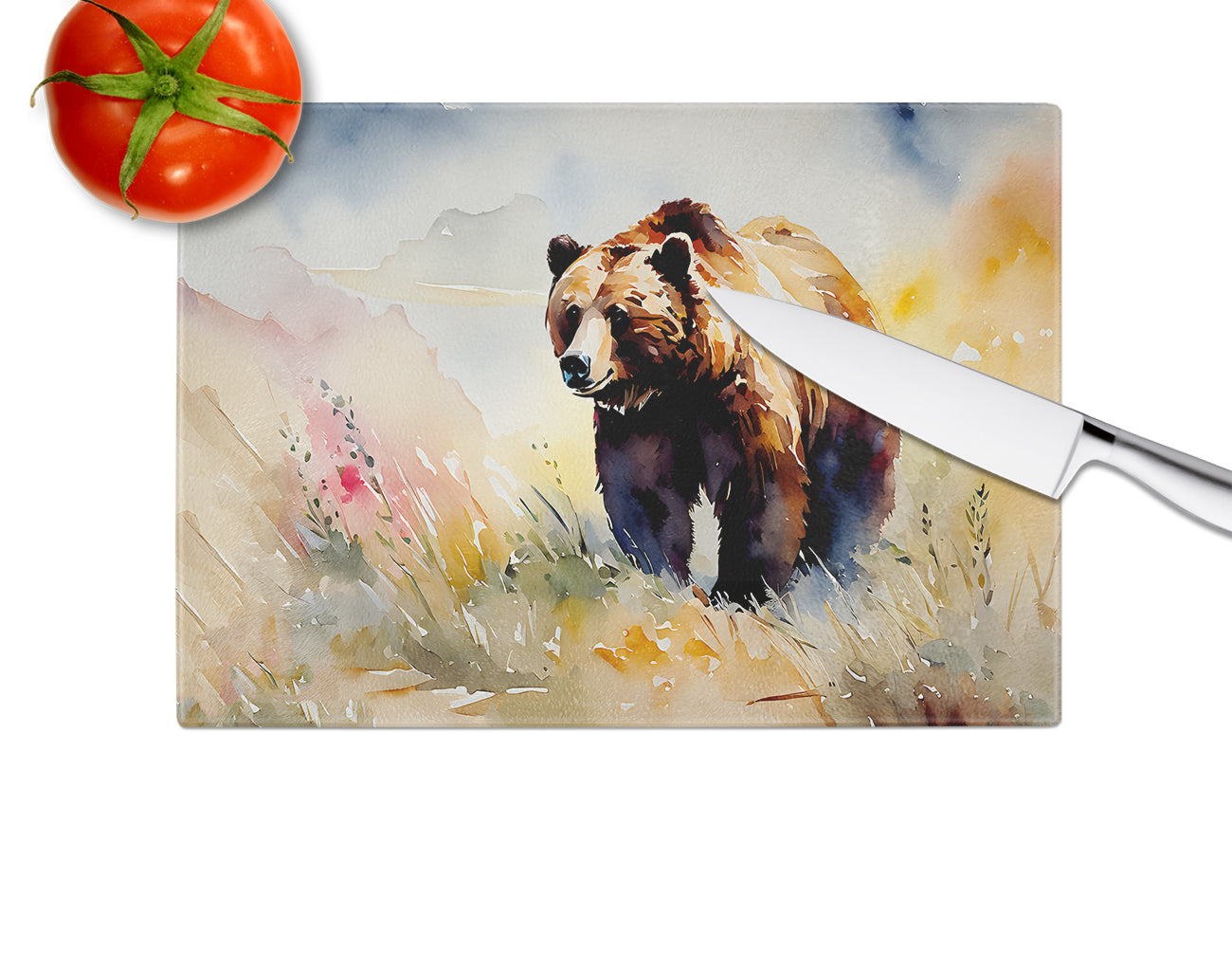 Grizzly Bear Glass Cutting Board