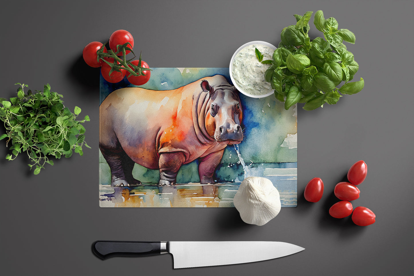 Hippopotamus Glass Cutting Board