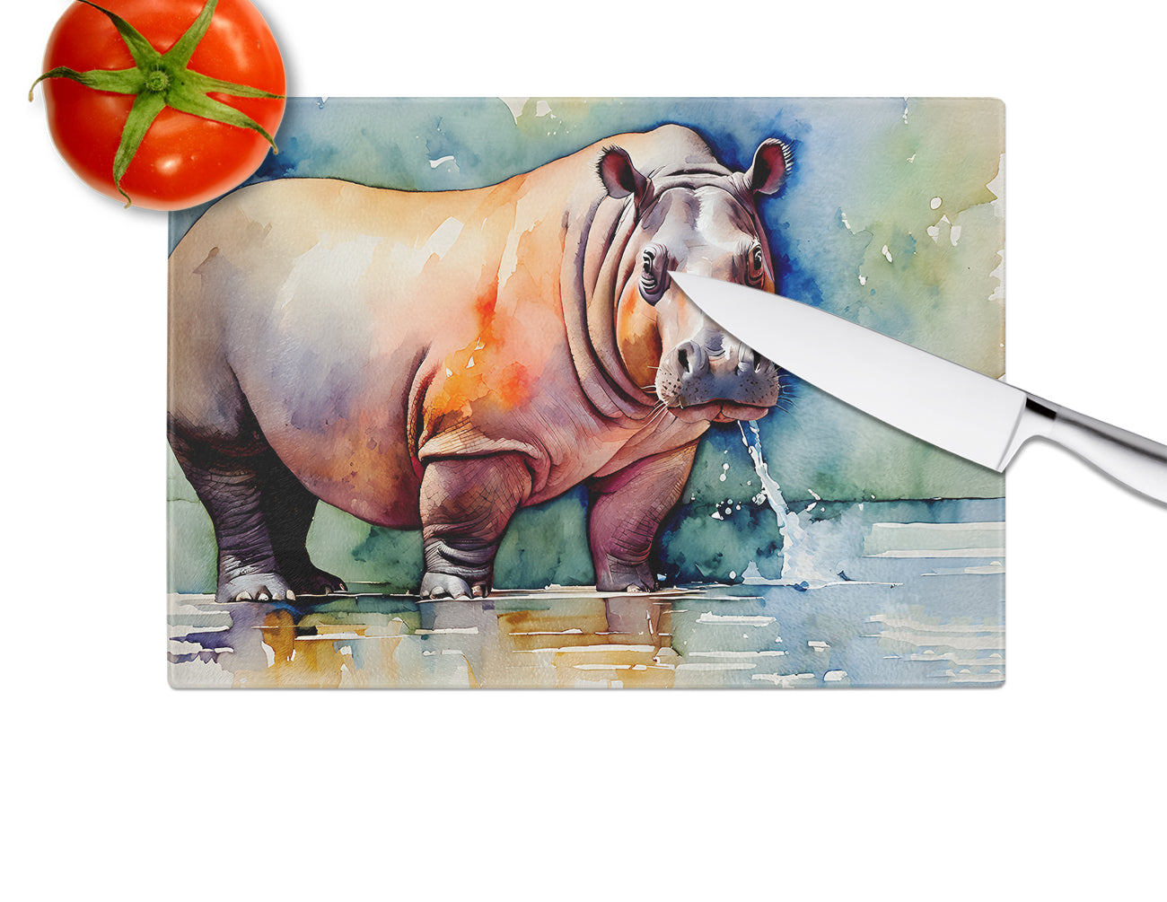 Hippopotamus Glass Cutting Board