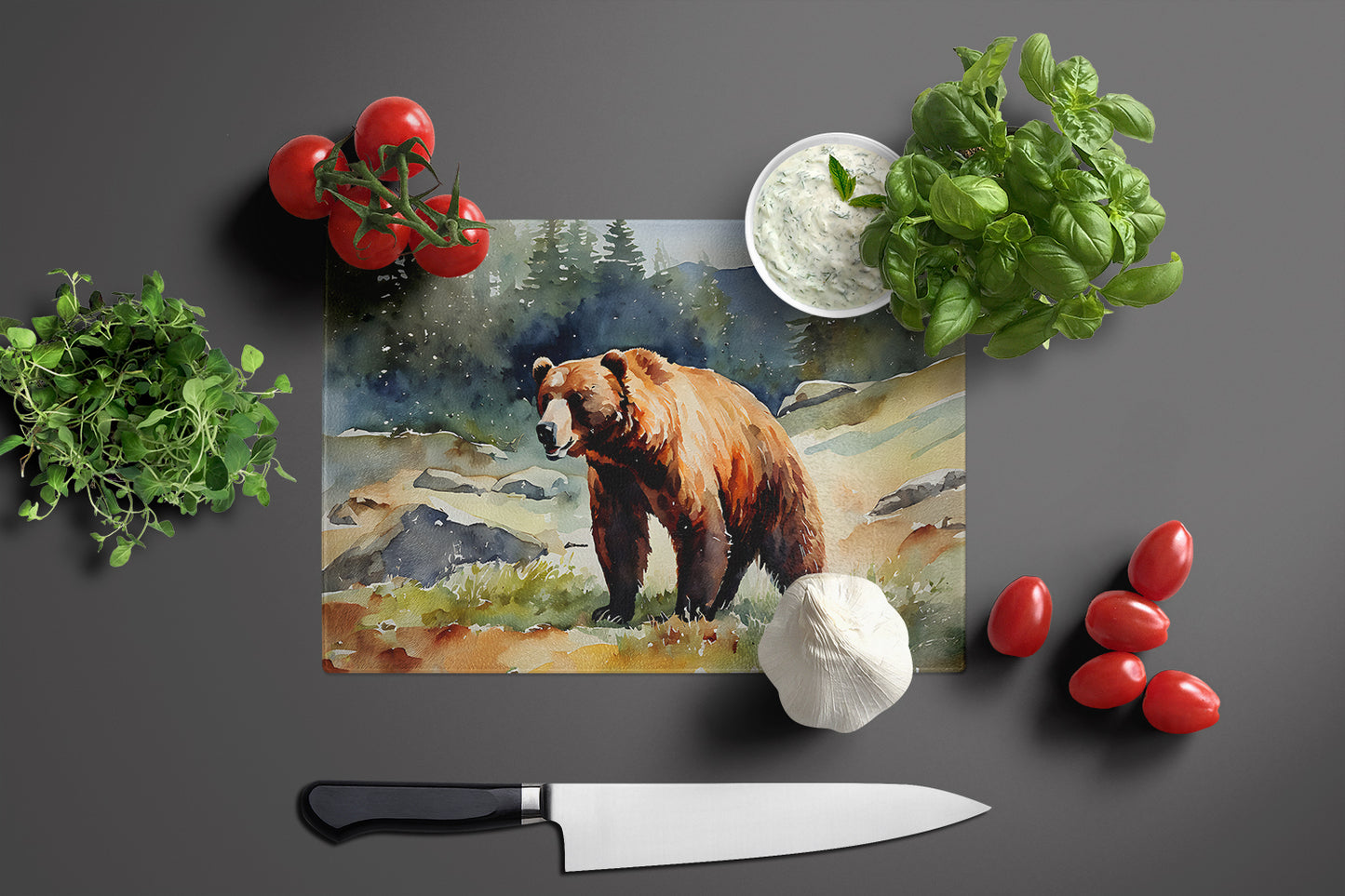 Kodiak Bear Glass Cutting Board