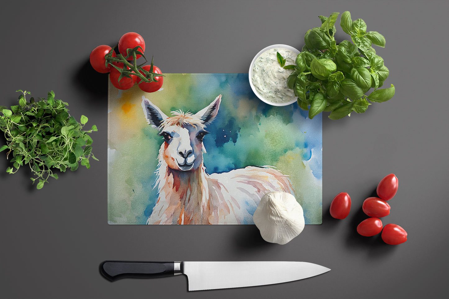 Llama Glass Cutting Board