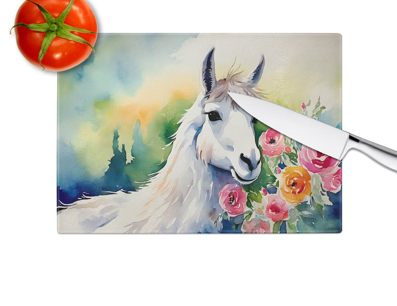 Llama Glass Cutting Board