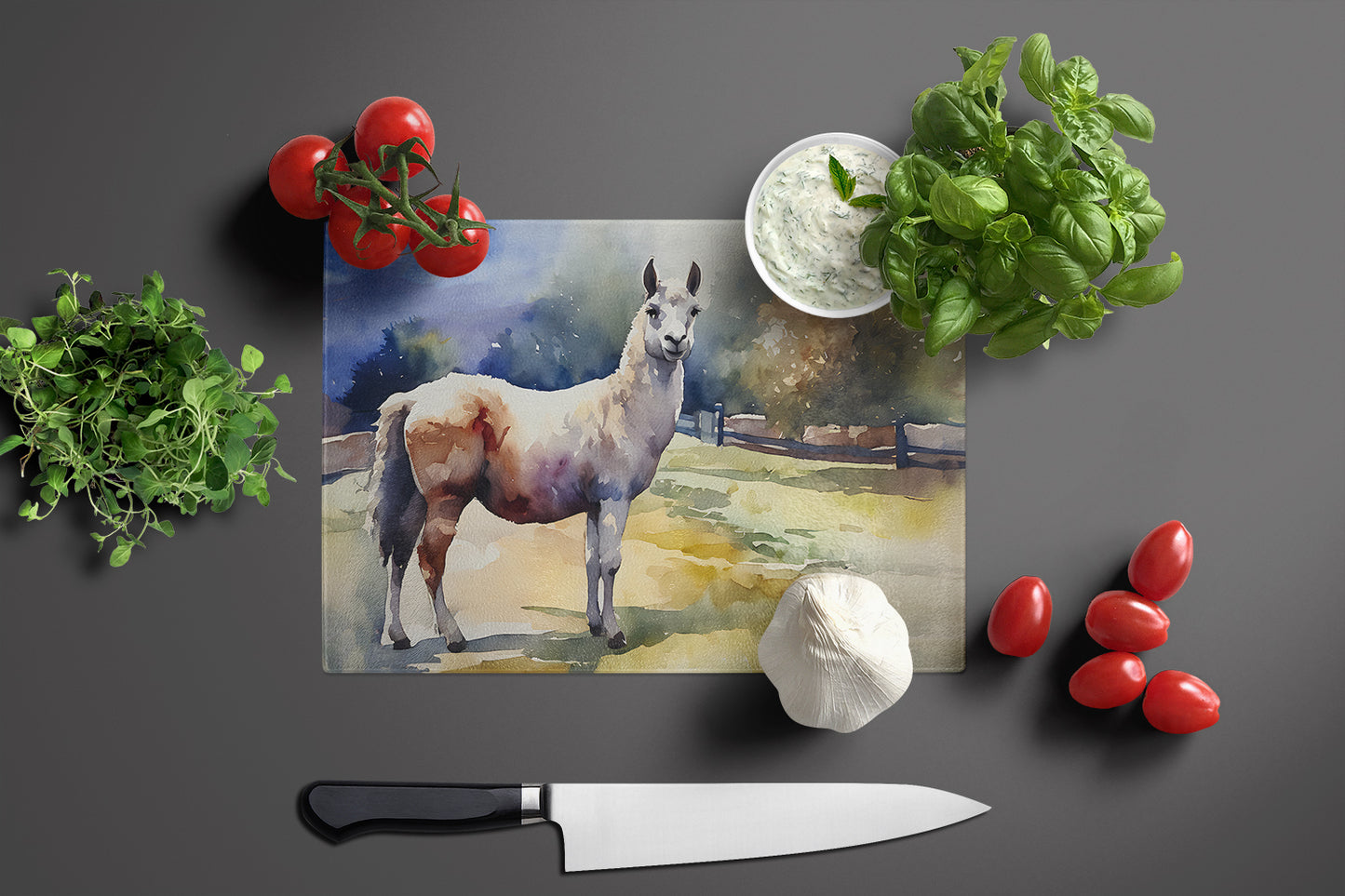 Llama Glass Cutting Board