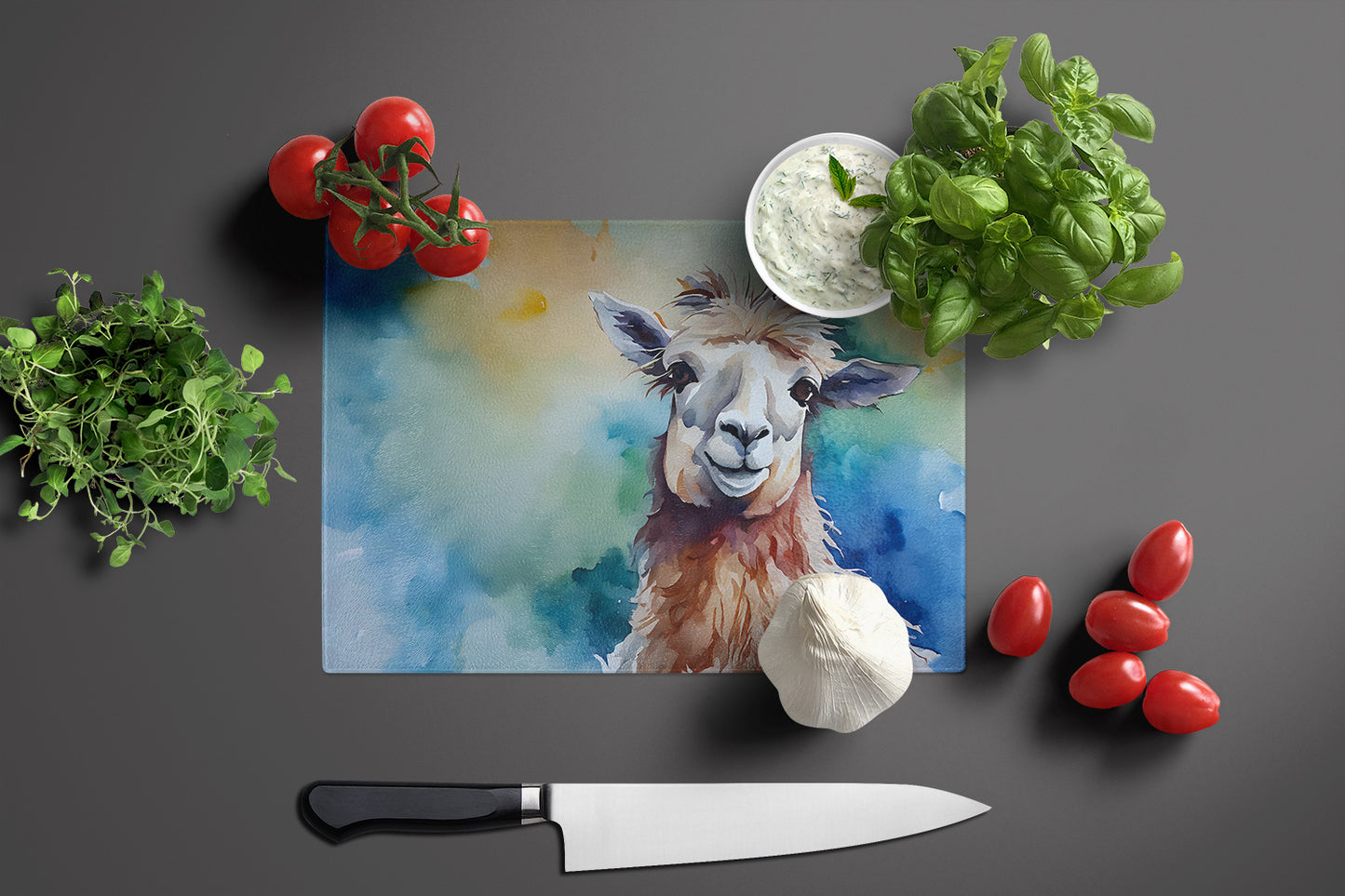 Llama Glass Cutting Board