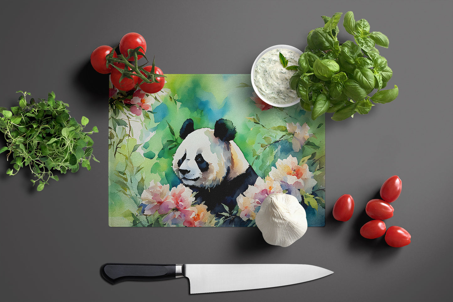 Panda Glass Cutting Board